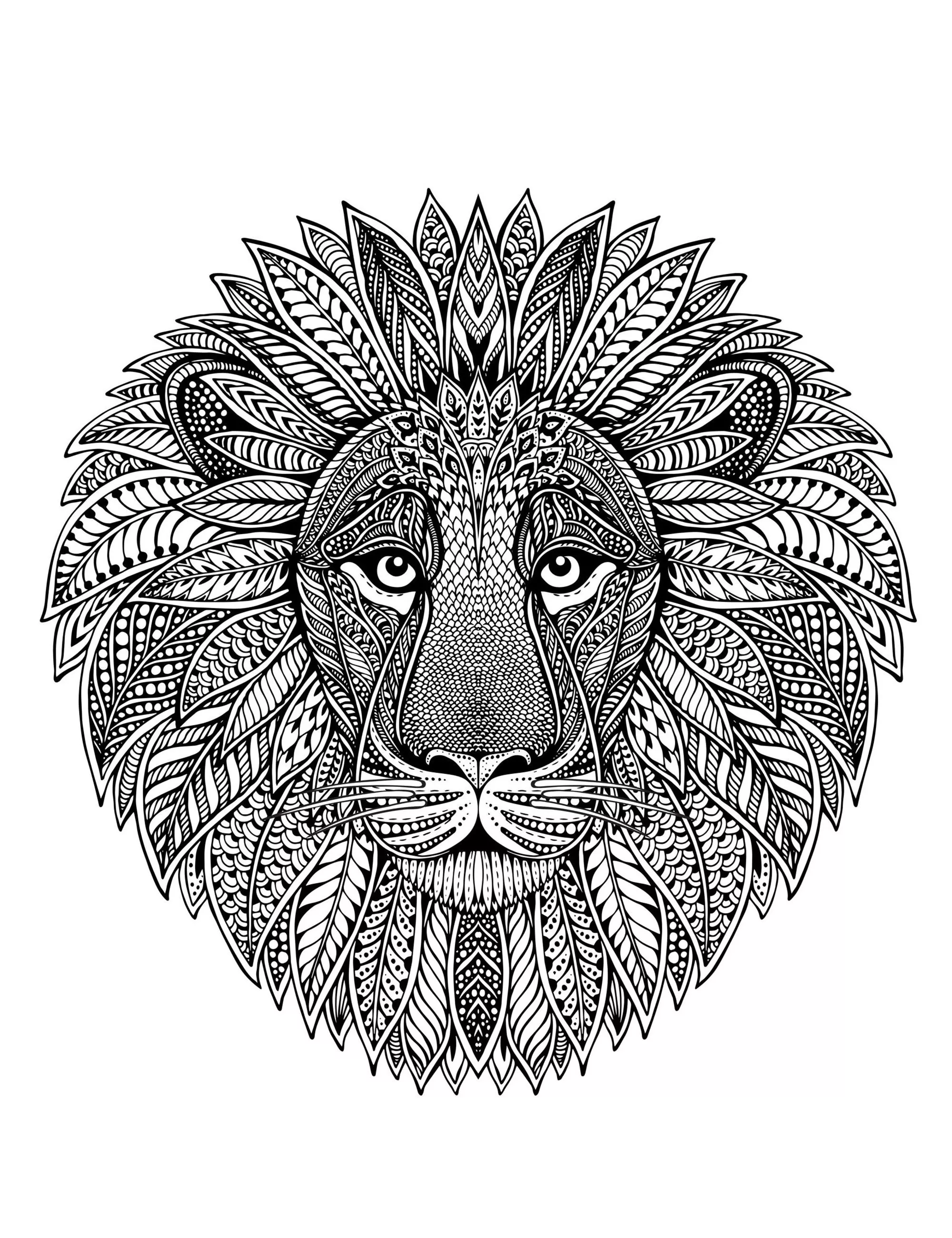 Mandala tête de lion (Mandalas sur le thème des Animaux)