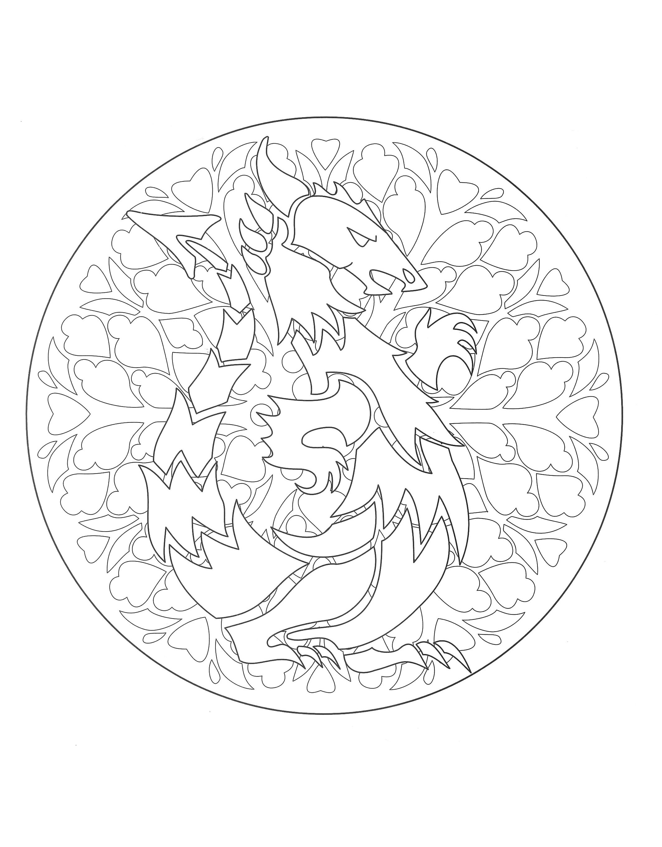 Un dragon dans un Mandala complexe