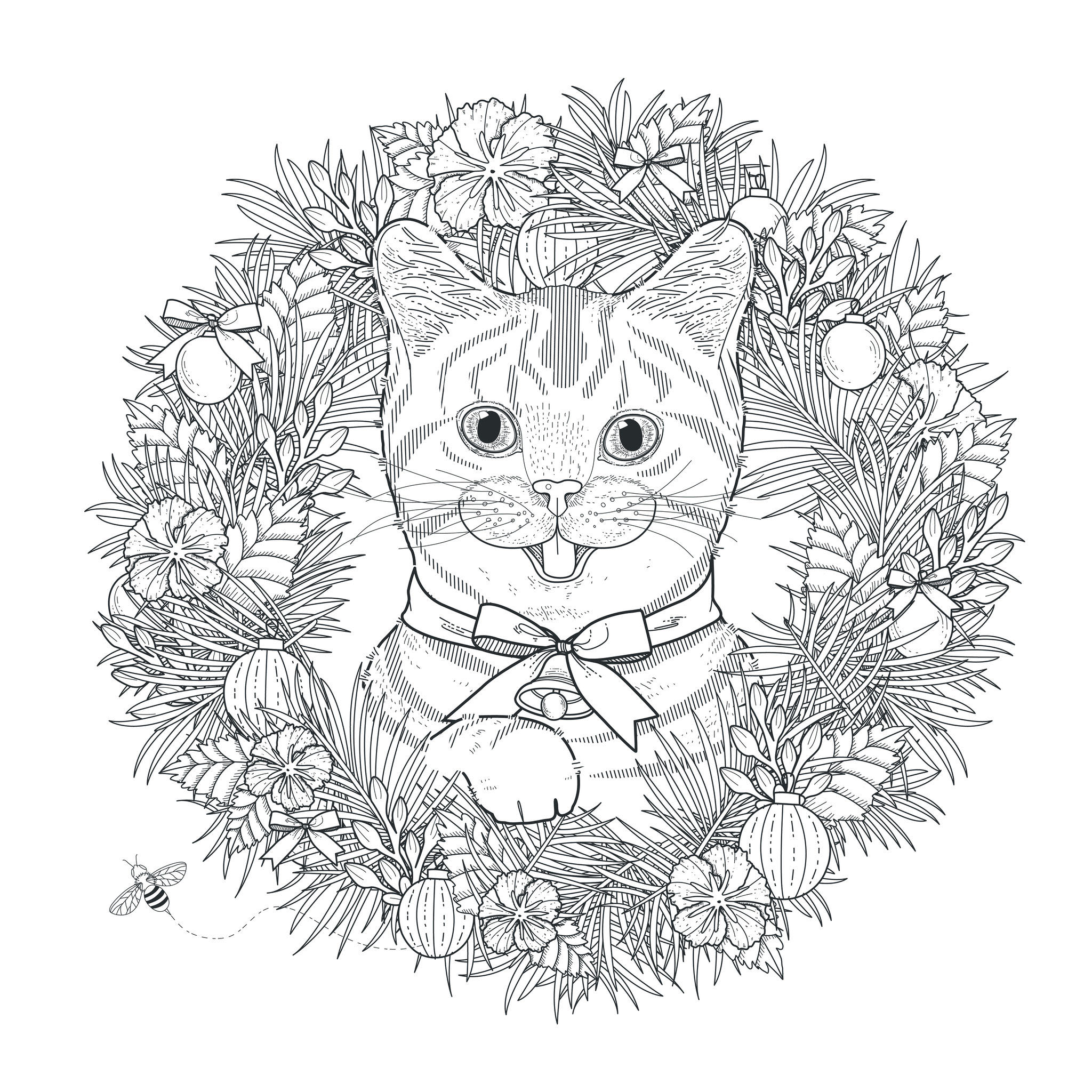 coloriage mandala gratuit chaton mignon