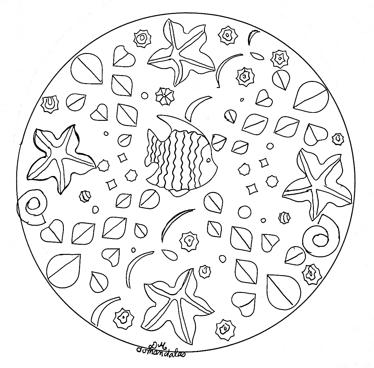 Mer Coloriages 100% Mandalas Zen & Anti stress mandala a imprimer aquarium