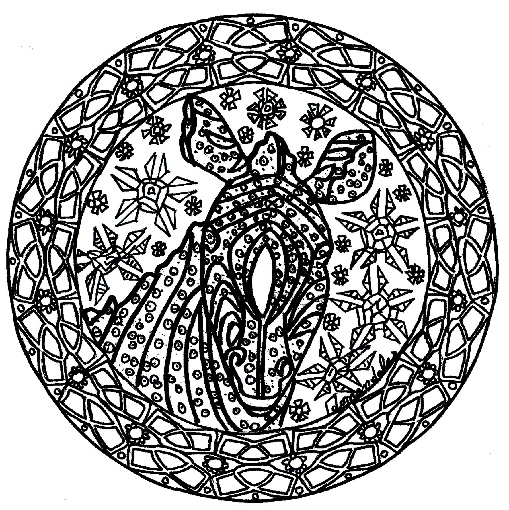 Mandalas sur le thème des Animaux : Mandala zèbre complexe Mandalas sur le thème des Animaux : Mandala zèbre complexe