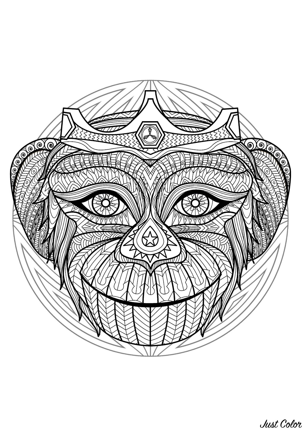 Un Mandala mettant en scène un singe espiègle, pour ceux qui préfèrent mettre en couleur des éléments concrets et vivants. Rétablir la paix en nous, devenir plus créatifs, développer une qualité, favoriser le lâcher prise… C'est ce que permettent les Mandalas.