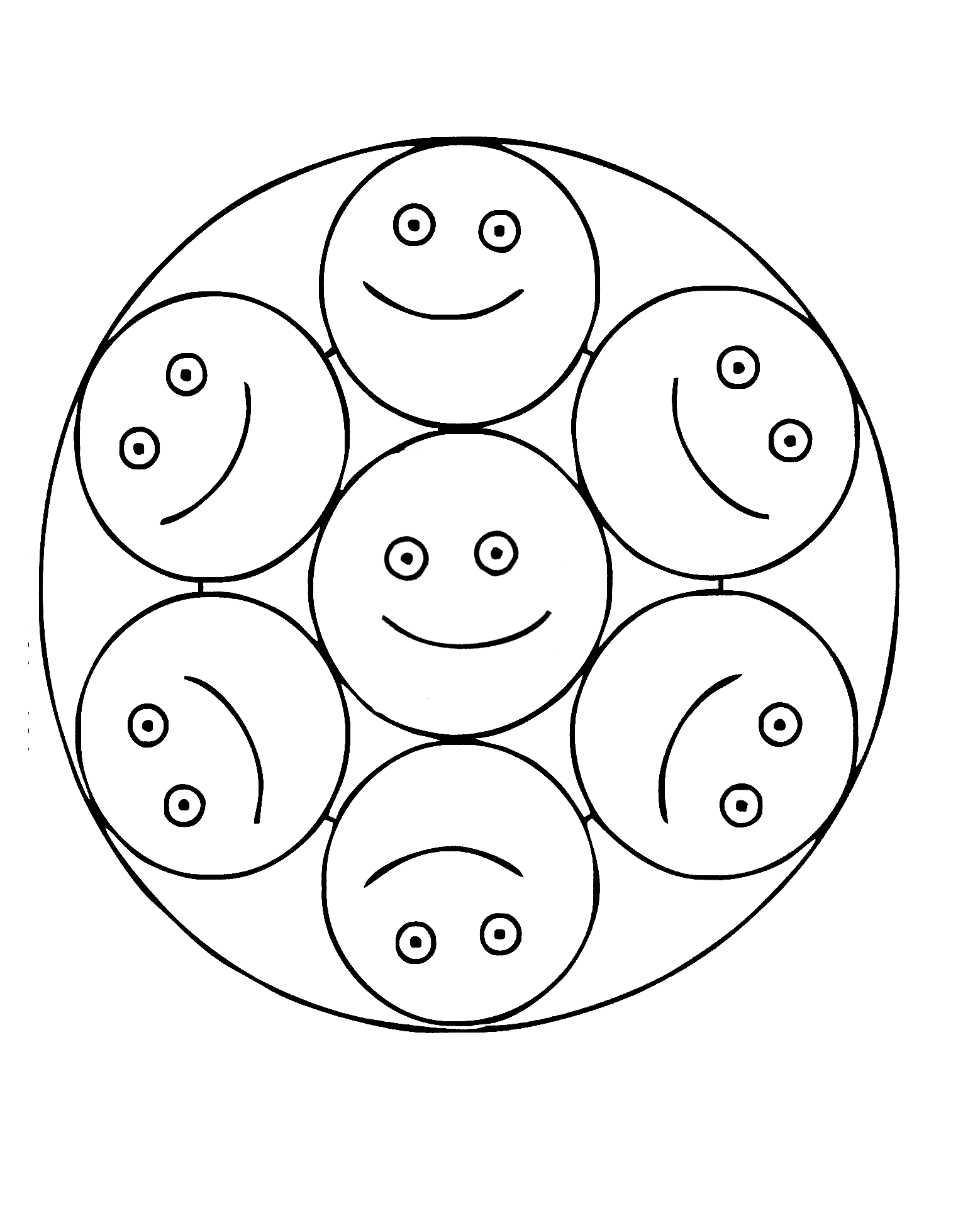 Mandala très simple avec des smileys