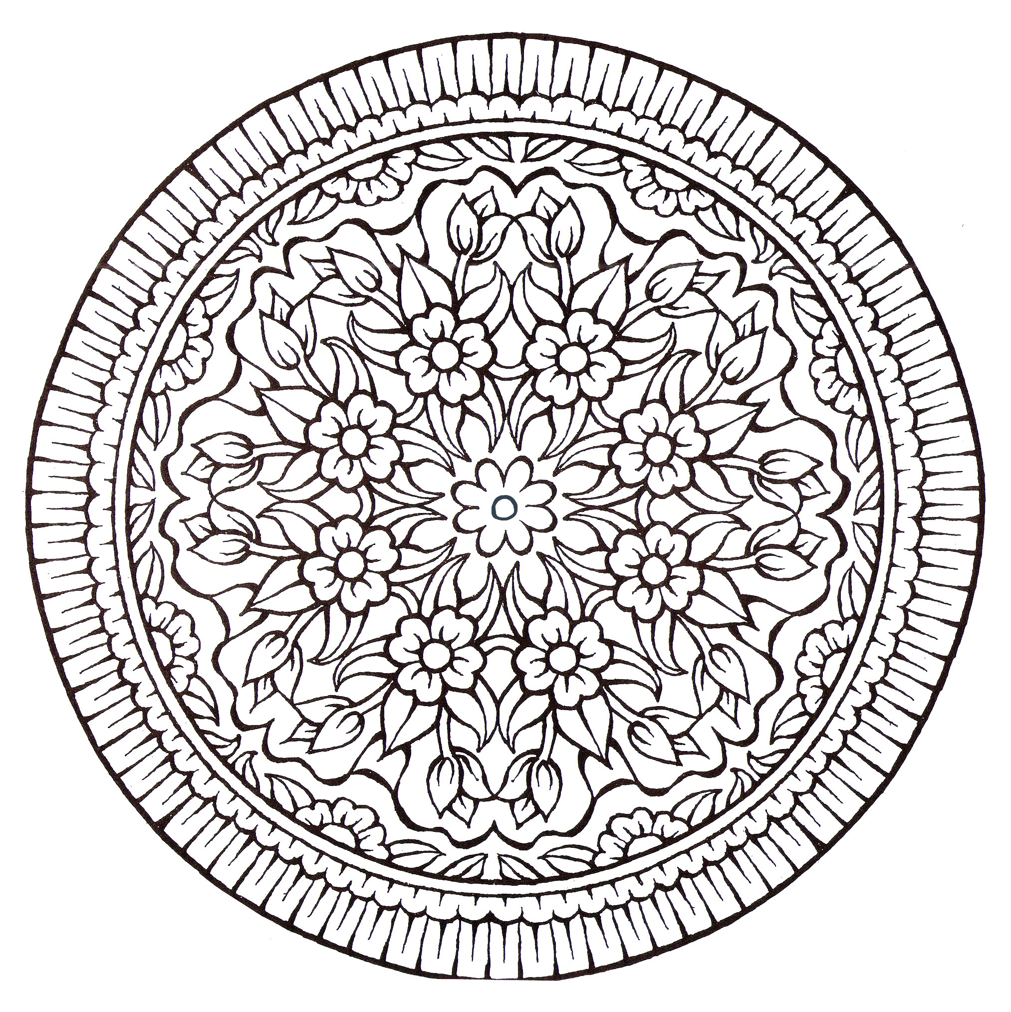 Mandala avec fleurs style vintage