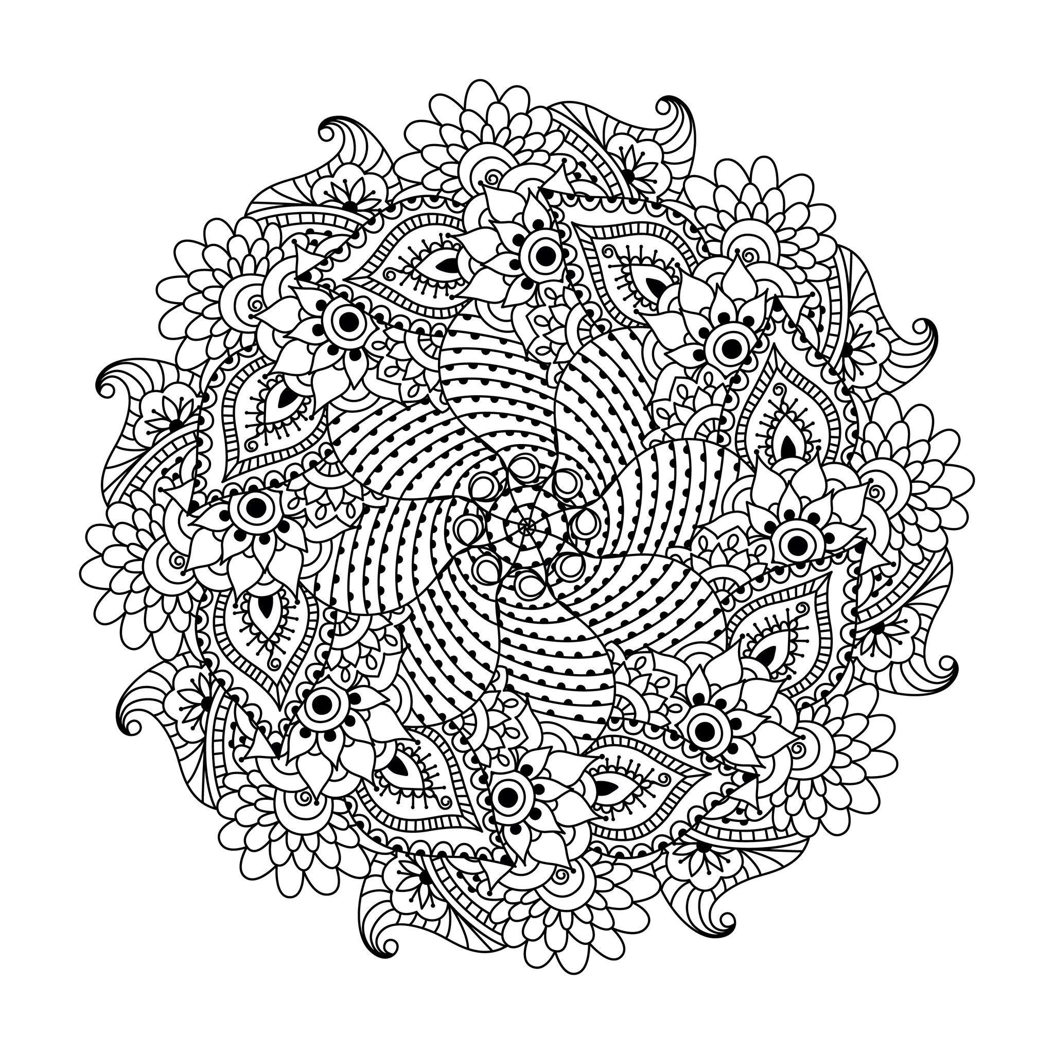 Beaucoup de petits détails et de zones assez réduites, pour un Mandala symétrique au final très original et harmonieux.