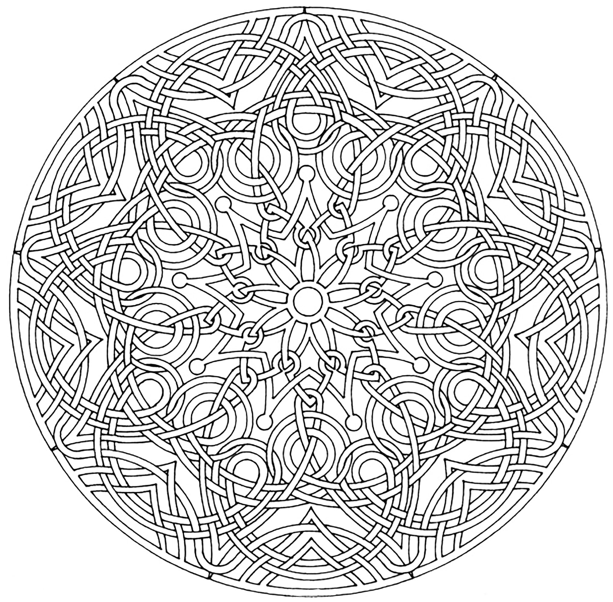 Si vous êtes prêt à passer de longues minutes de relaxation, préparez vous à colorier ce Mandala royal assez complexes ... Vous pourrez utiliser de nombreuses couleurs si vous le souhaitez.