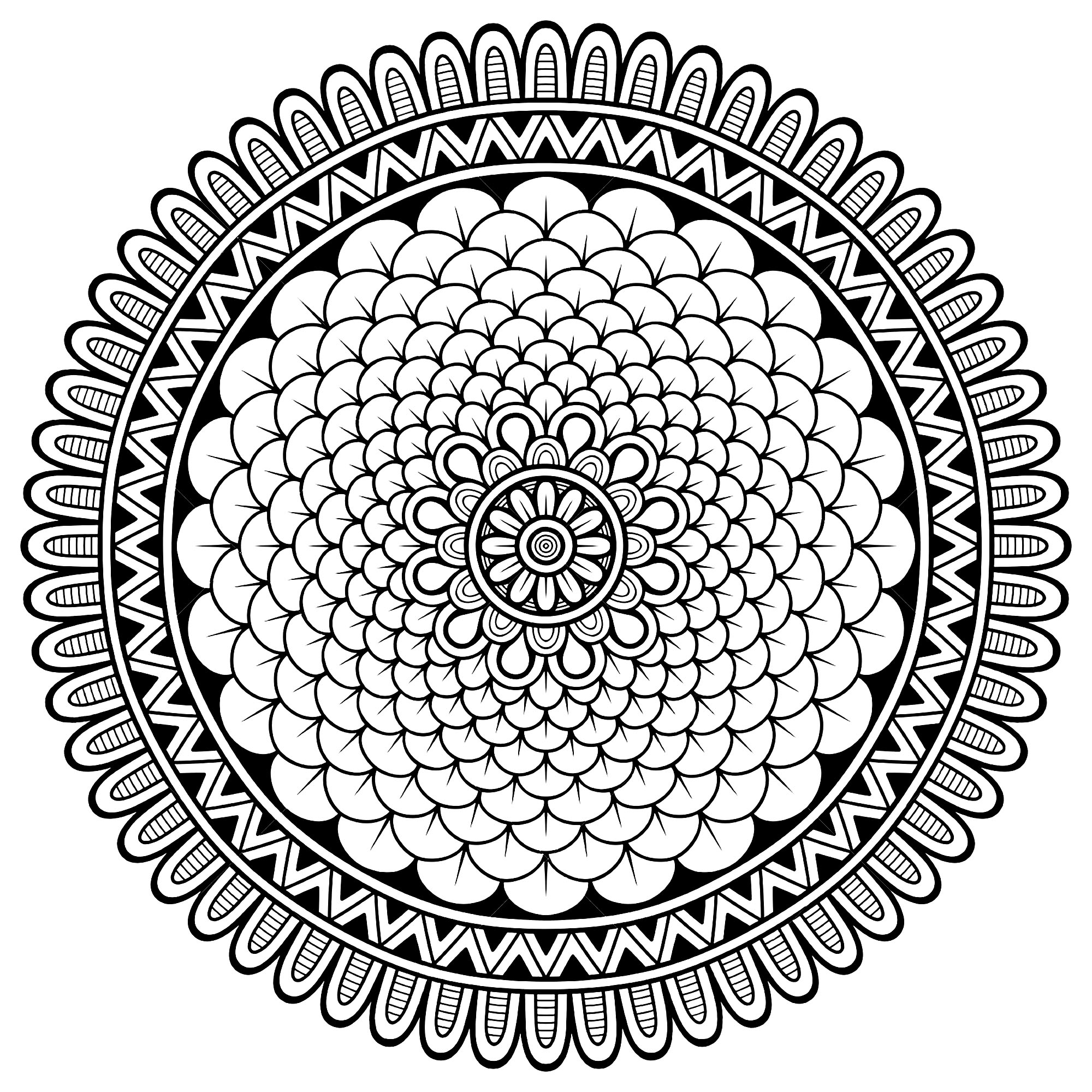 Mandala petites pétales - Mandalas difficiles (pour adultes)