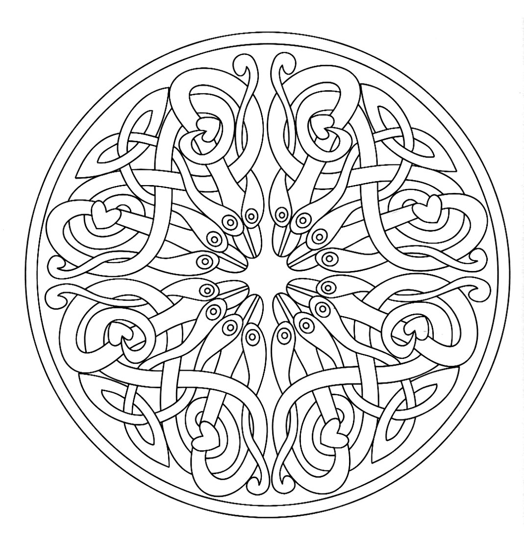 Tr¨s beau mandala avec une succession de serpents qui prolonge l intégralité du dessin ainsi