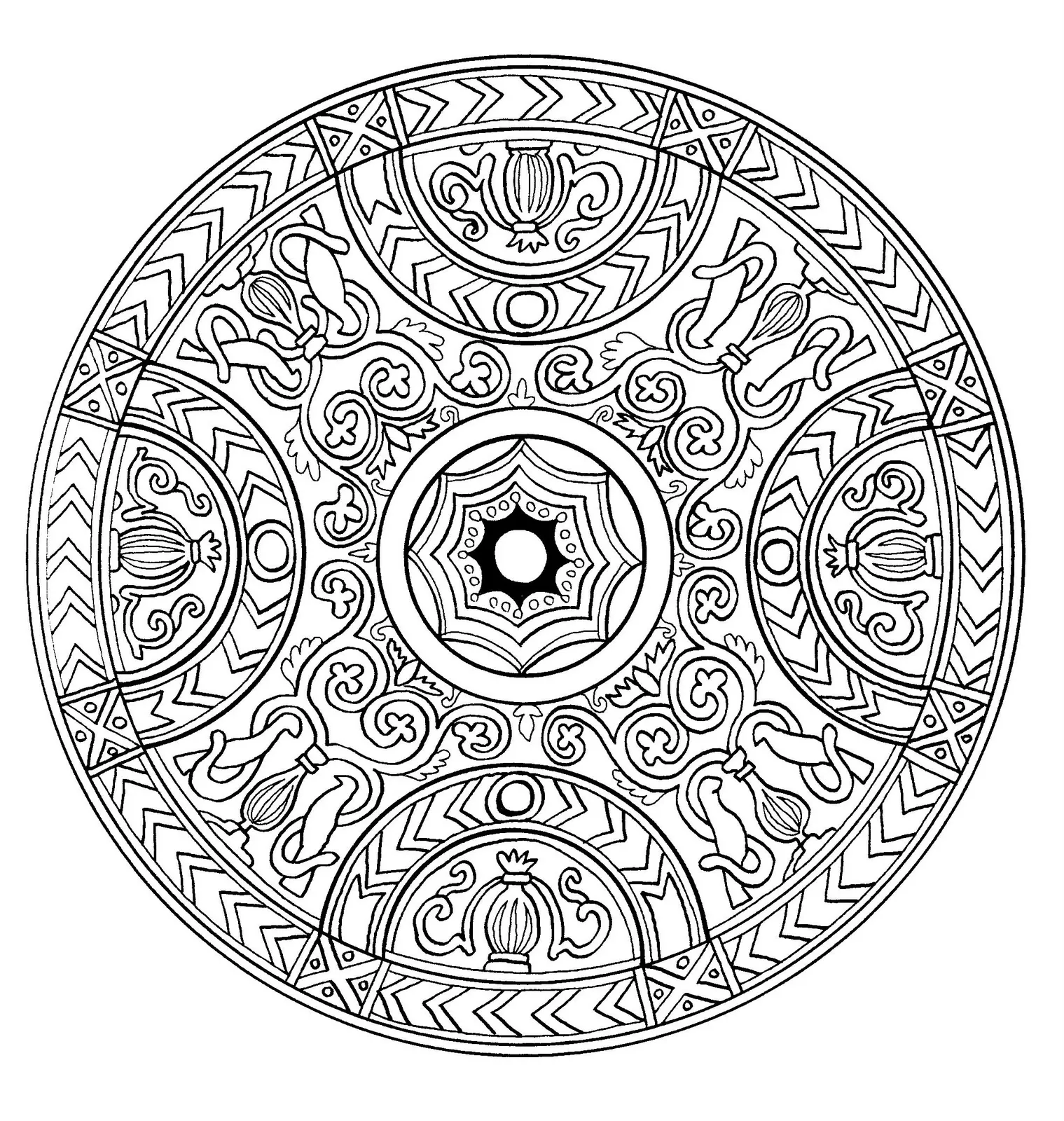 Mandala a colorier difficile - 20 (Mandalas difficiles (pour adultes))