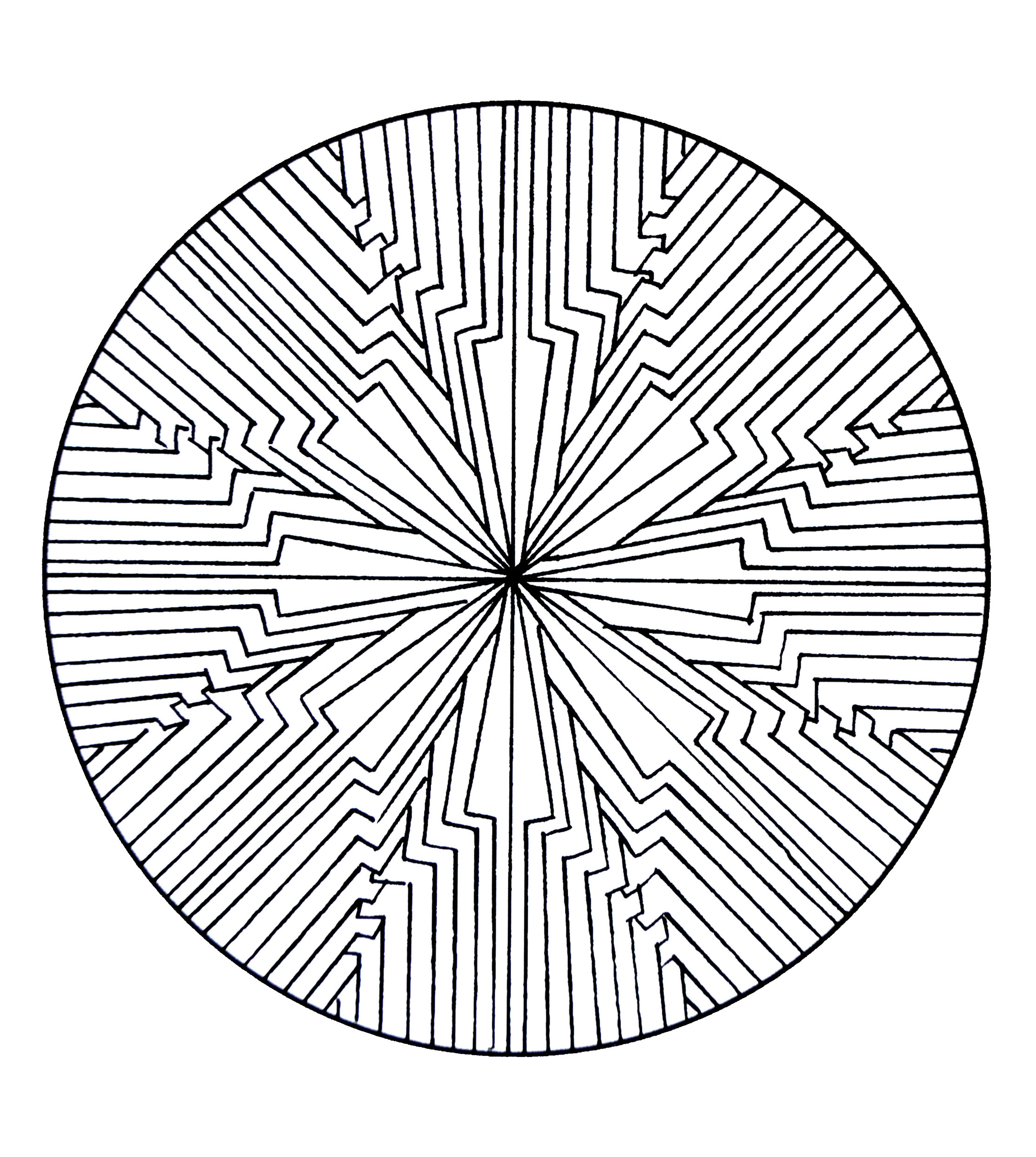 Superbe mandala assez géométrique avec une continuation au centre ce qui constitue une magnifique fleur