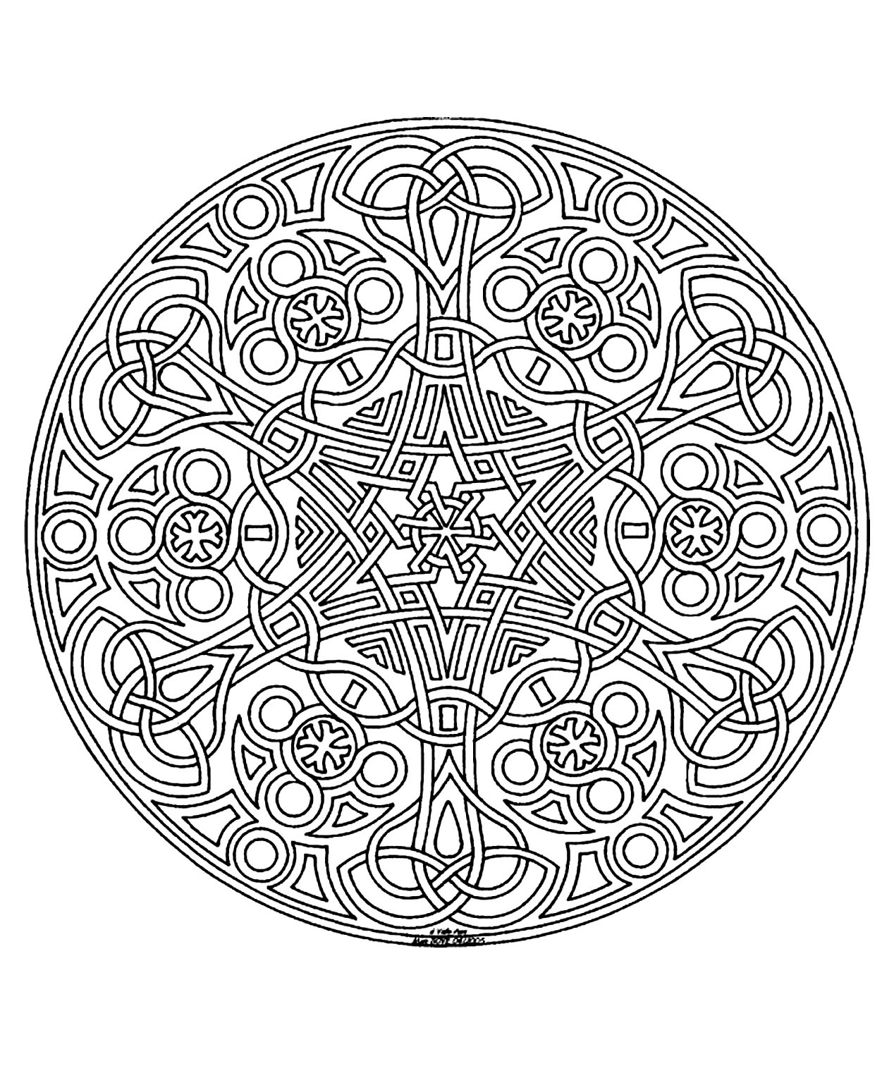 Superbe mandala assez symétrique avec différentes formes géométrique ainsi qu une tr¨s jolie étoile au