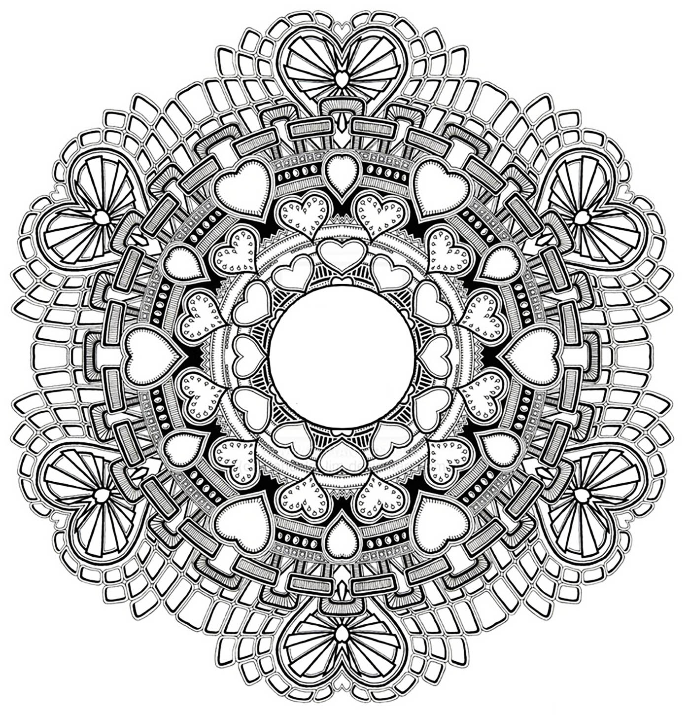 Mandala a colorier gratuit amour saint valentin Image avec Coeur Amour