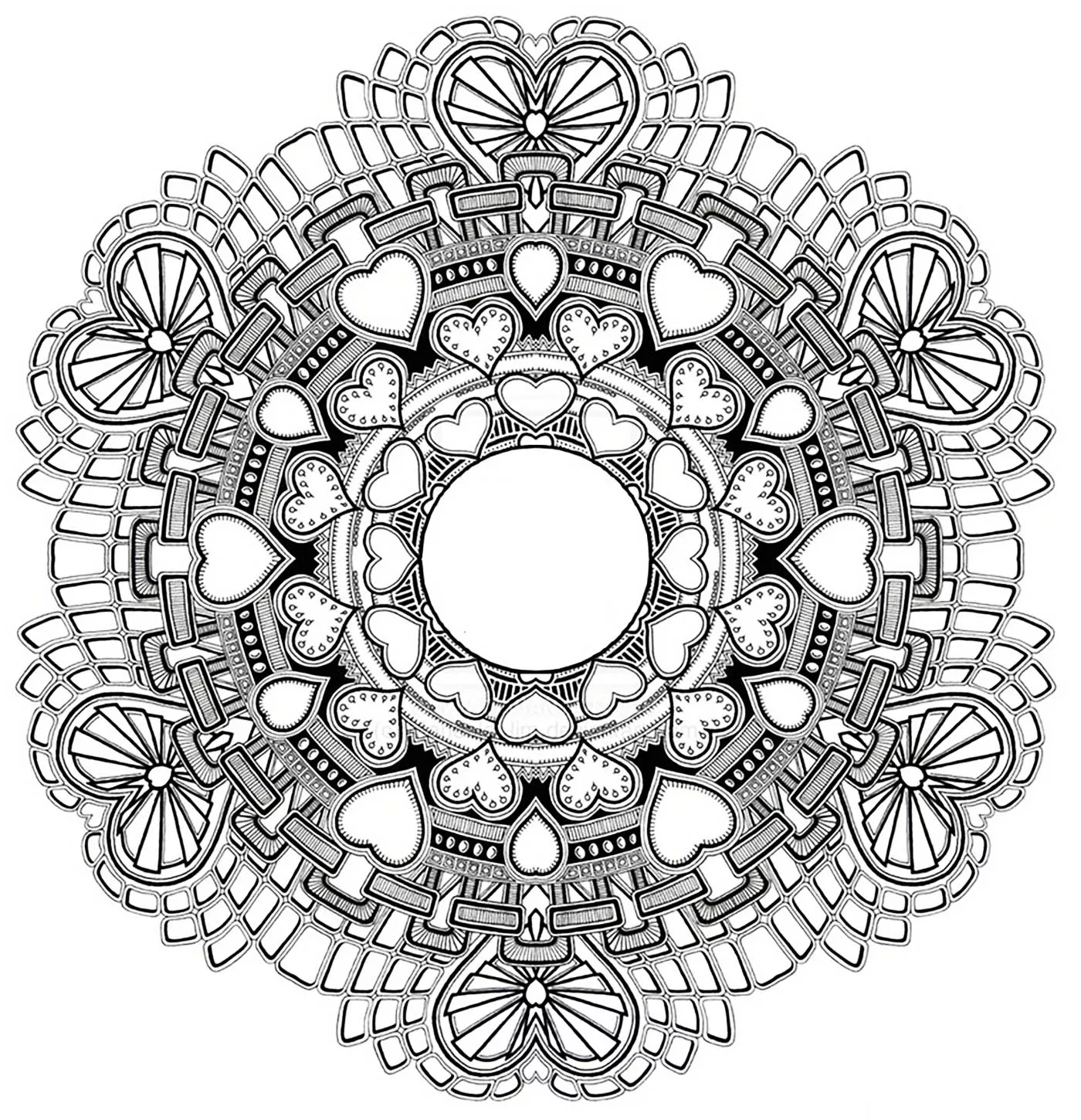 Mandala amour Saint-Valentin (Mandalas difficiles (pour adultes))