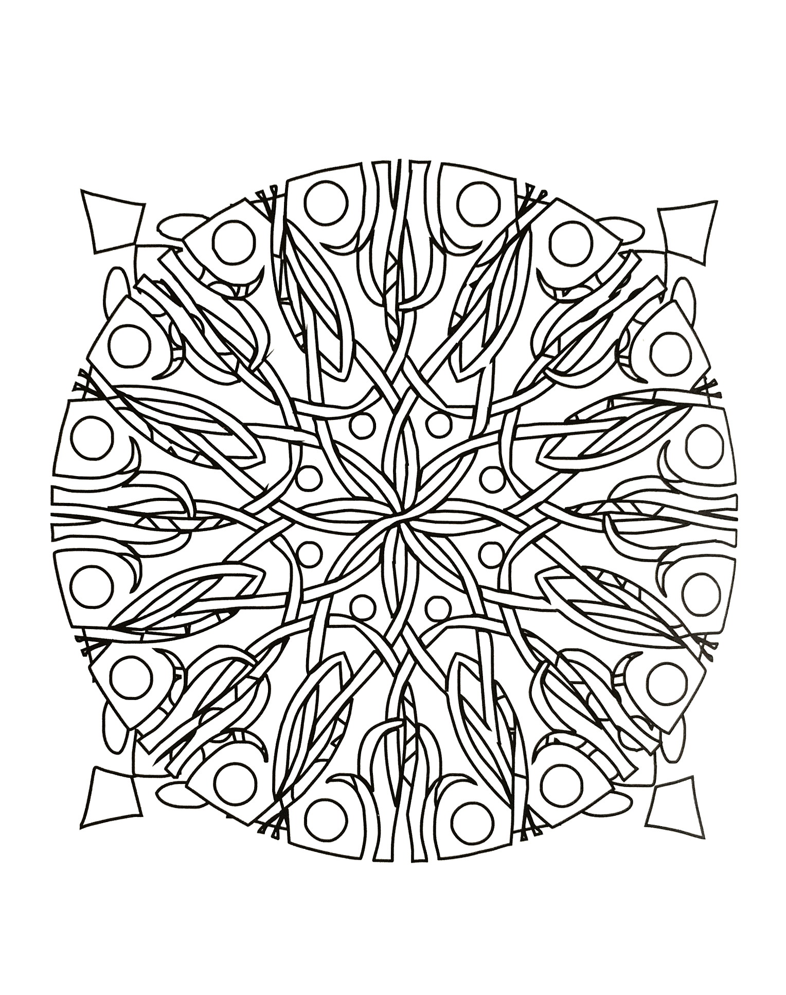 Préparez vos feutres et crayons pour réaliser la mise en couleur de ce Mandala étoilé plein de petits détails et zones intriquées.