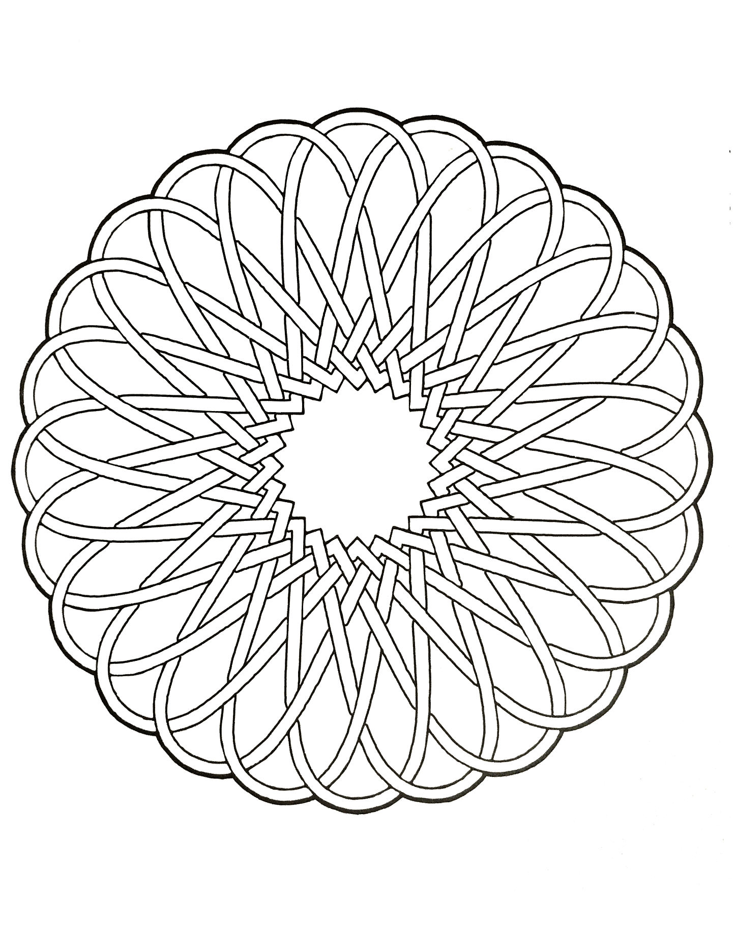 Un Mandala assez difficile à colorier, parfait si vous aimez mettre en couleur de petites zones, et si vous aimez les détails variés.