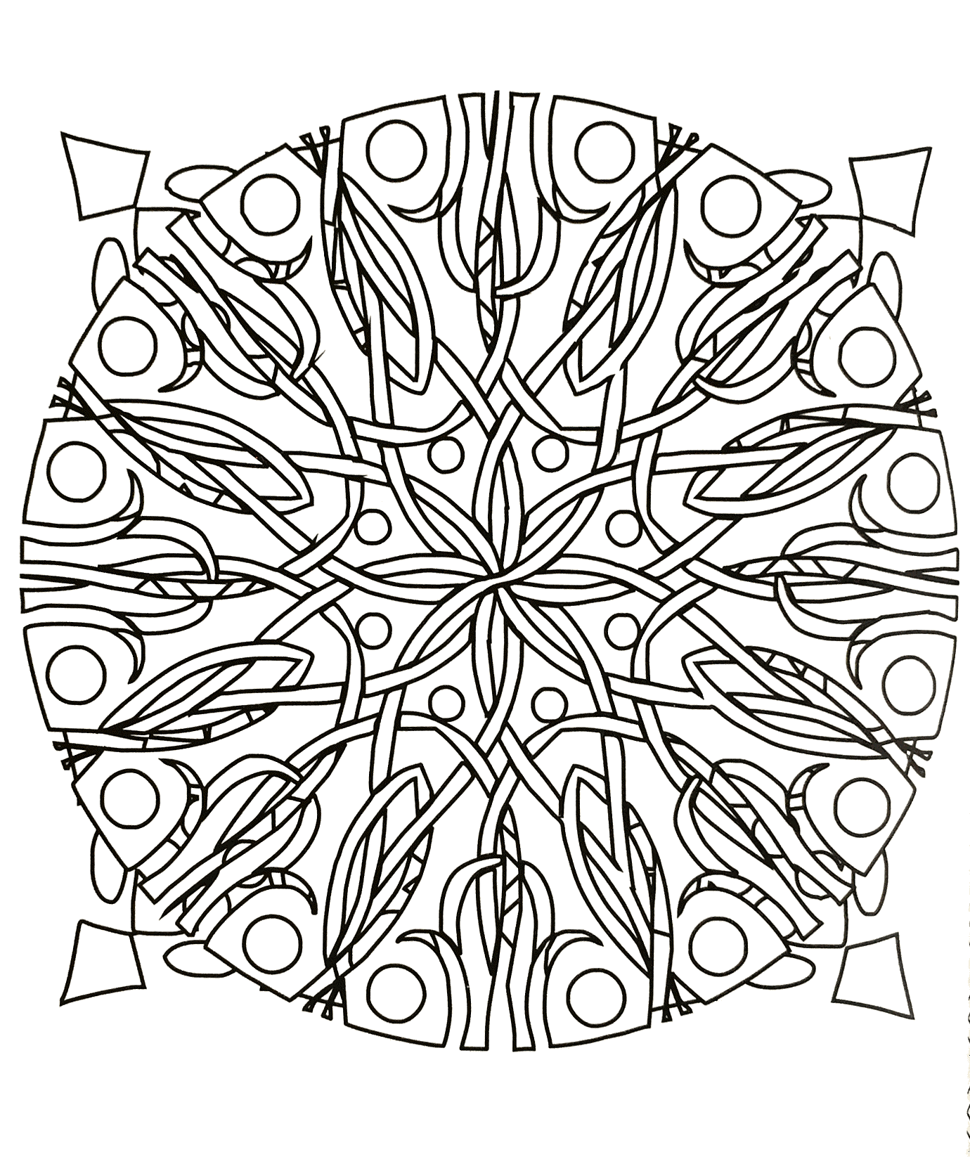 Si vous êtes prêt à passer de longues minutes de relaxation, préparez vous à colorier ce Mandala assez complexes ... Vous pourrez utiliser de nombreuses couleurs si vous le souhaitez.