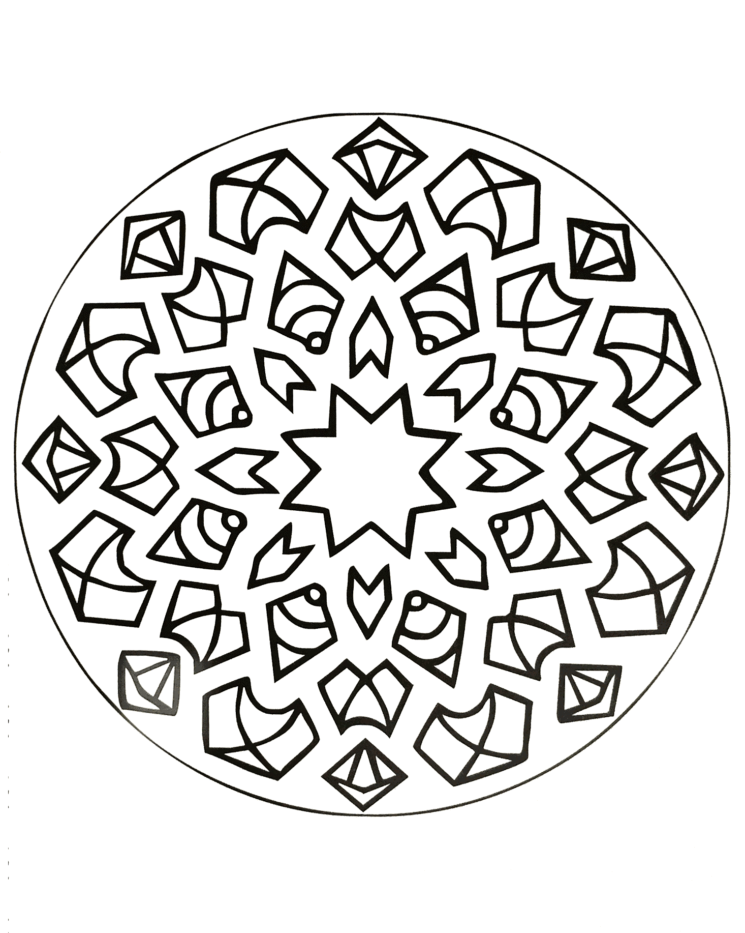 Un Mandala avec une étoile au milieu (Mandalas difficiles (pour adultes))