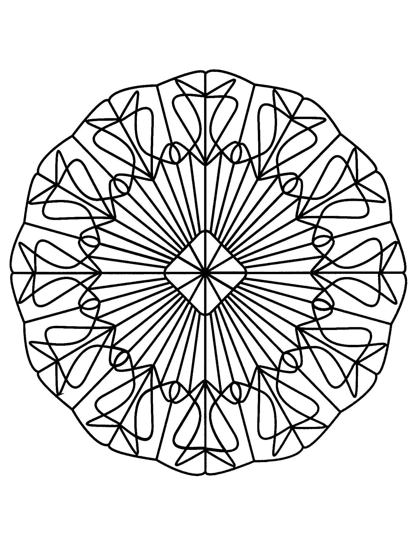 Un Mandala assez difficile à colorier, parfait si vous aimez mettre en couleur de petites zones, et si vous aimez les détails variés.