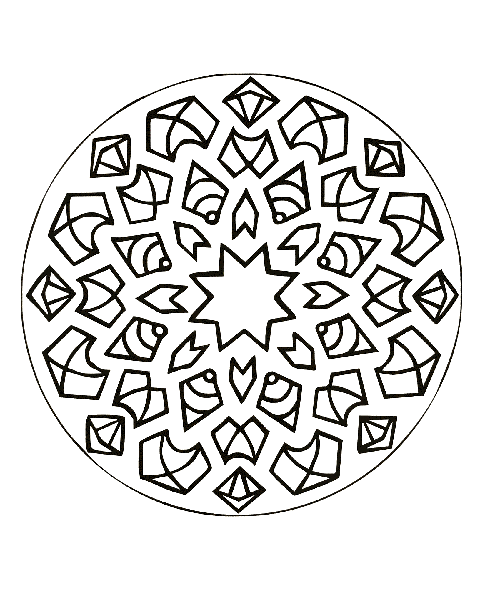 Préparez vos feutres et crayons pour réaliser la mise en couleur de ce Mandala plein de petits détails et zones intriquées.