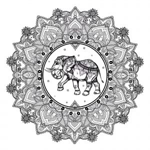 Mandala éléphant style indien