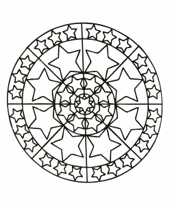 Mandala avec 8 grosses étoiles et des petites