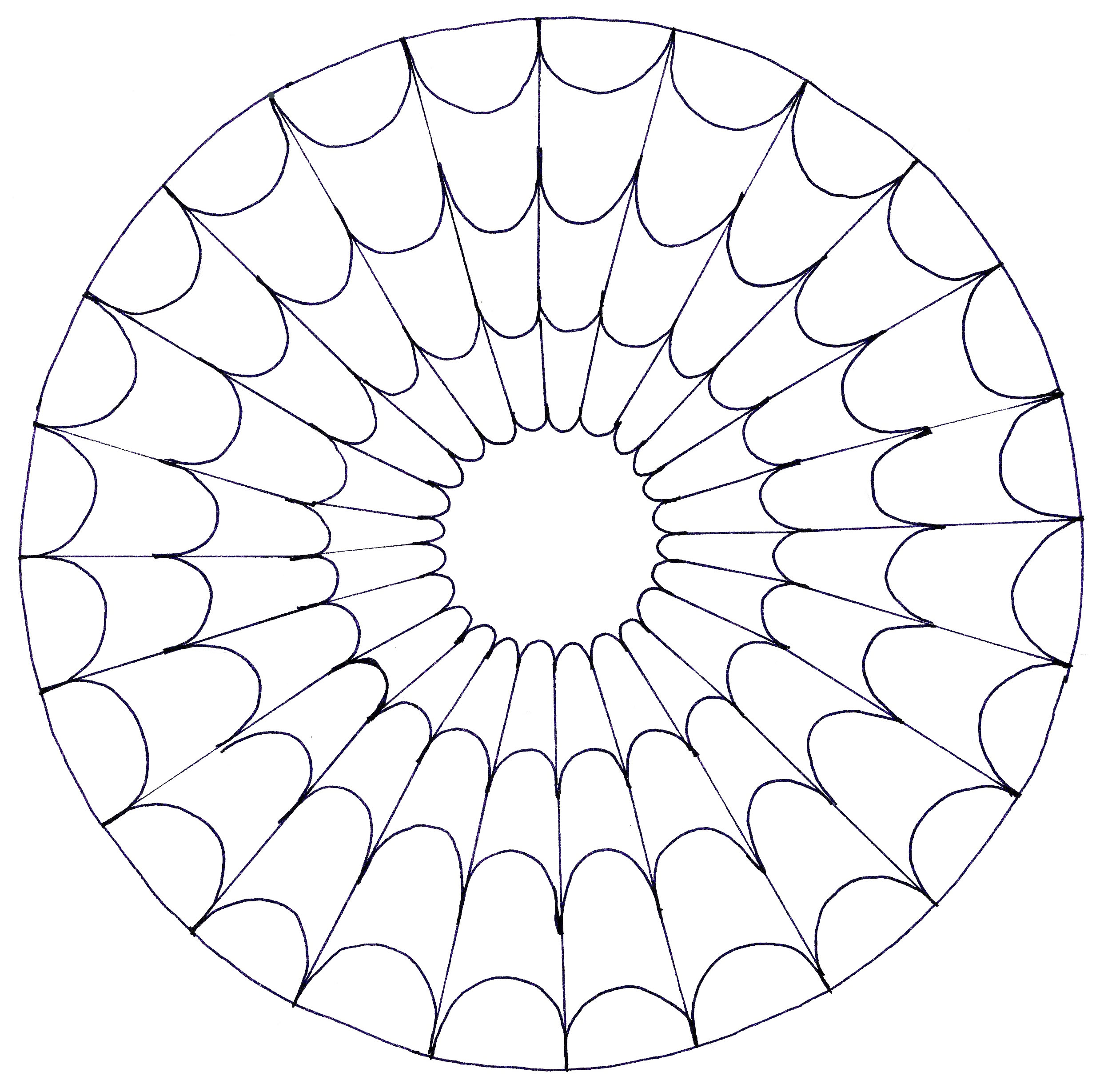 Un Mandala parfait ressemblant à une toile d'araignée, si vous avez envie de simplicité ou que vous disposez de peu de temps pour colorier. Un Mandala parfait ressemblant à une toile d'araignée, si vous avez envie de simplicité ou que vous disposez de peu de temps pour colorier.