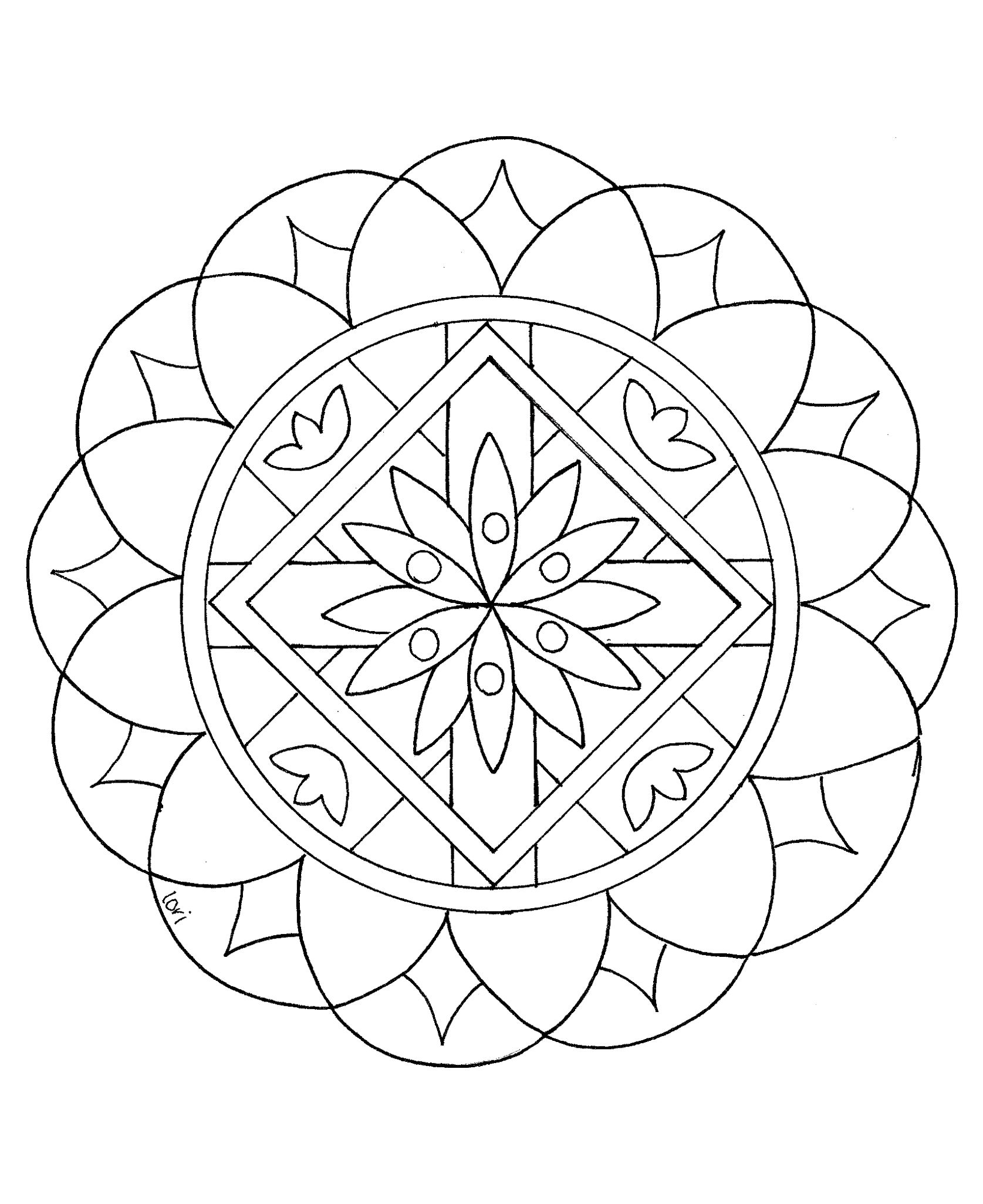 colorier facile enfant 16 Généralissime mandala floral avec un tr¨s joli lotus au milieu Assez facile