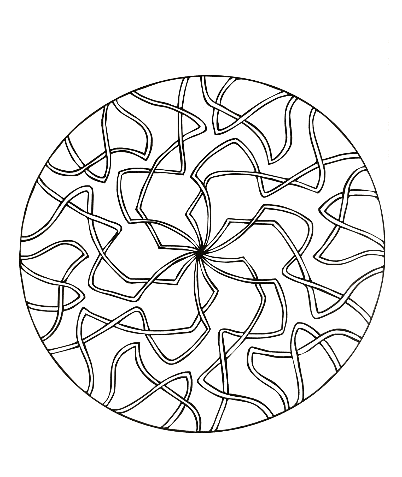 Un Mandala facile à colorier, parfait pour les plus jeunes, avec de larges zones à colorier.