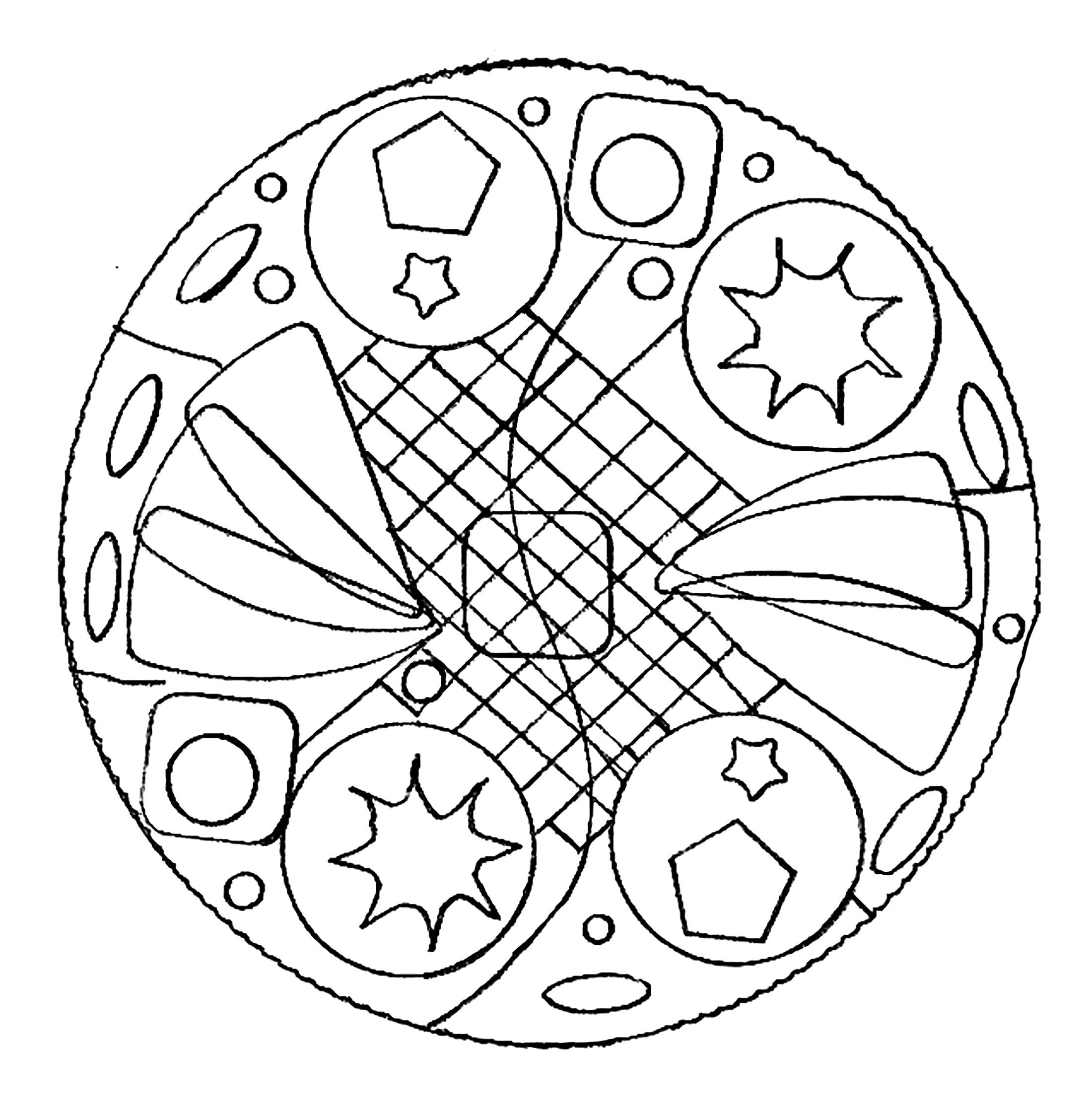 Un Mandala parfait si vous avez envie de simplicité ou que vous disposez de peu de temps pour colorier.