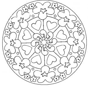 Mandala fleurs et coeurs