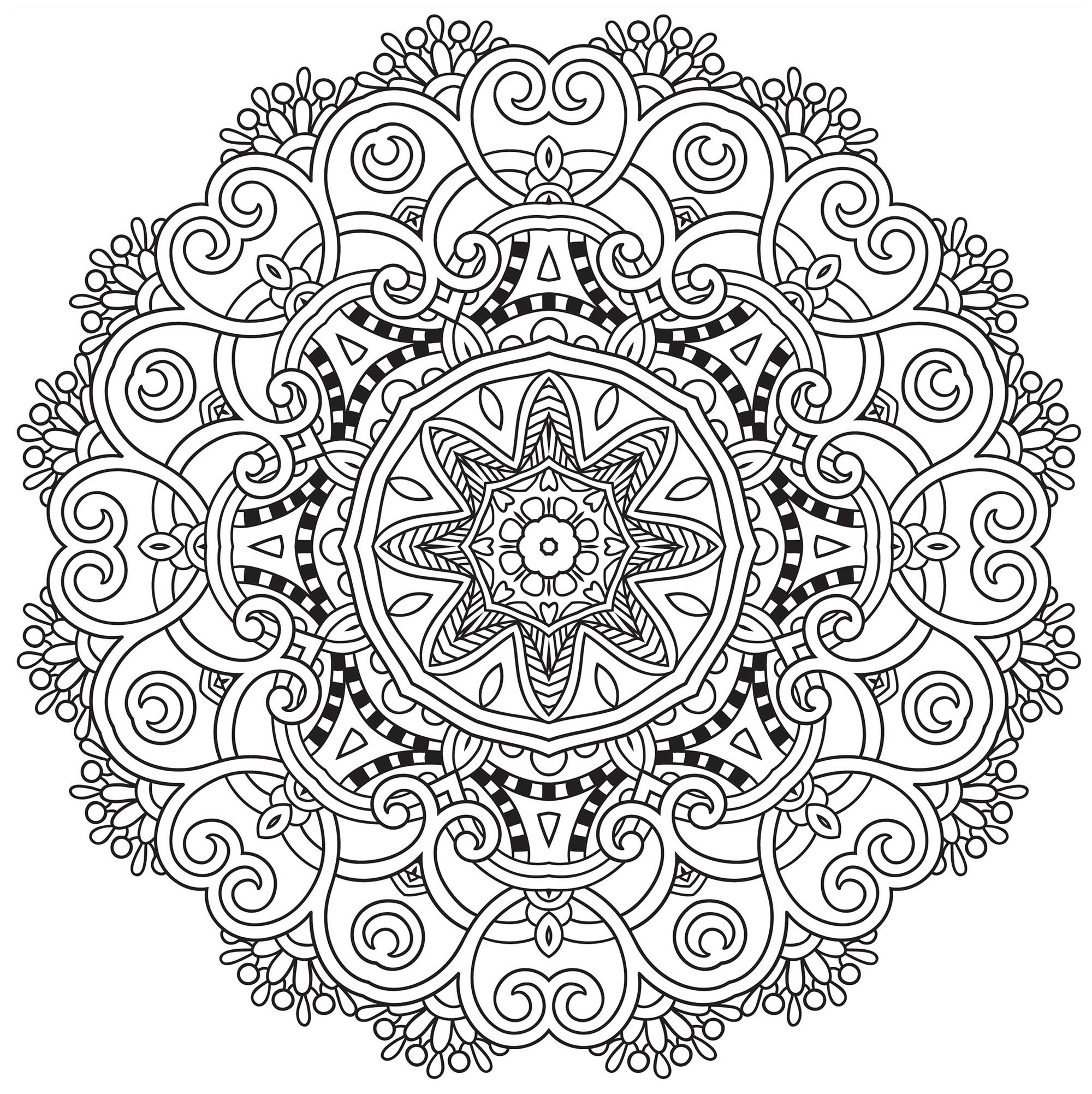 Une végétation simple et agréable remplit ce magnifique Mandala, donnez-lui vie sans plus tarder.