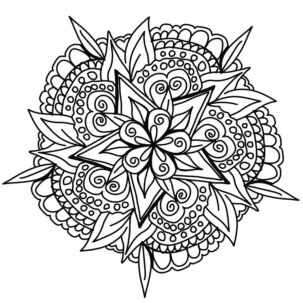 Un joli Mandala très original dessiné à la main et inspiré des beautés de la nature. Coloriez le avec votre propre personnalité en ne pensant à rien d'autre qu'au coloriage.