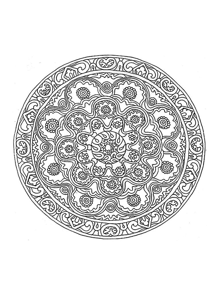 Beau Mandala végétal très détaillé (Mandalas sur le thème des Fleurs et végétation)