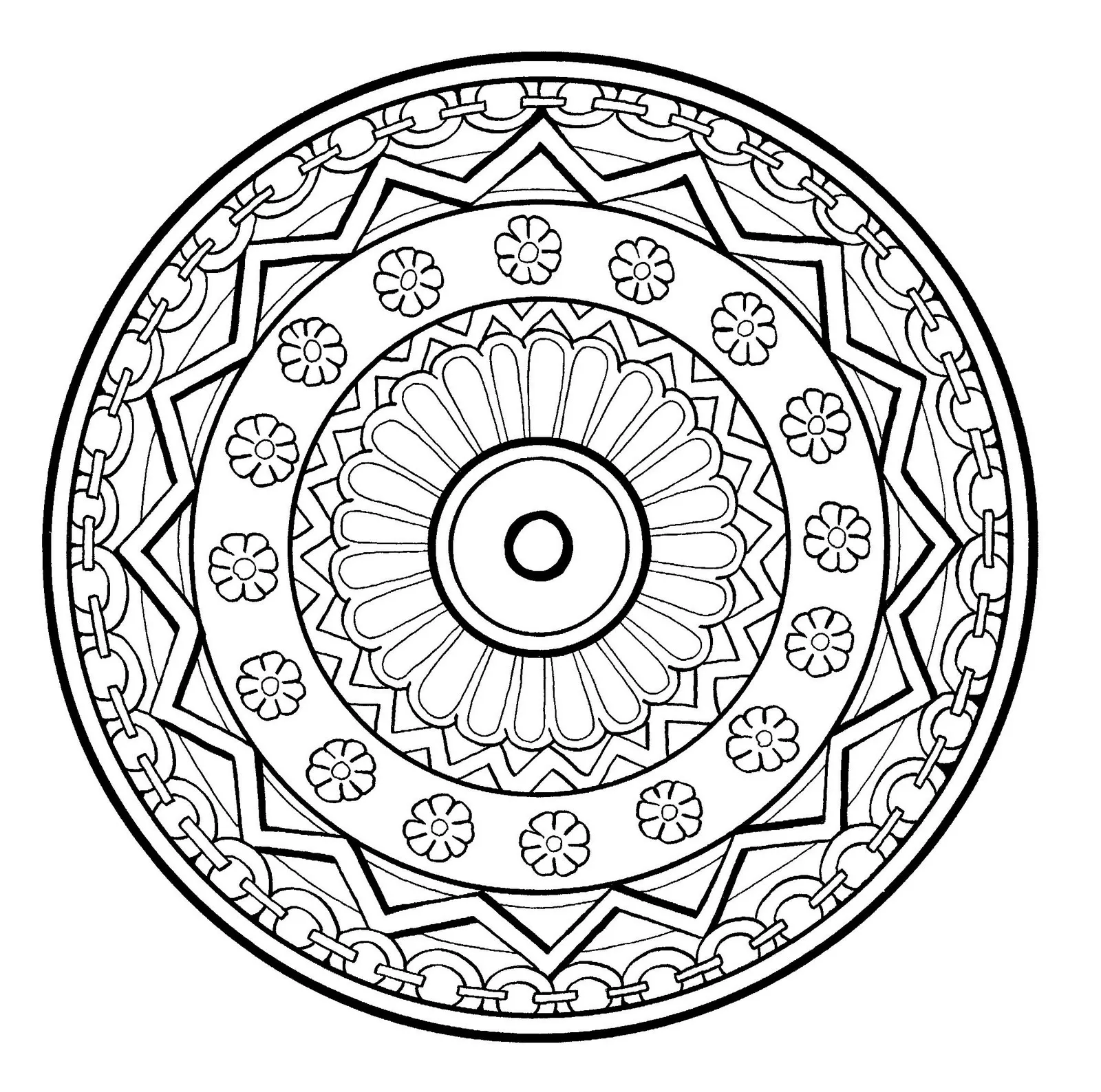 Mandala végétal à colorier (Mandalas sur le thème des Fleurs et végétation)