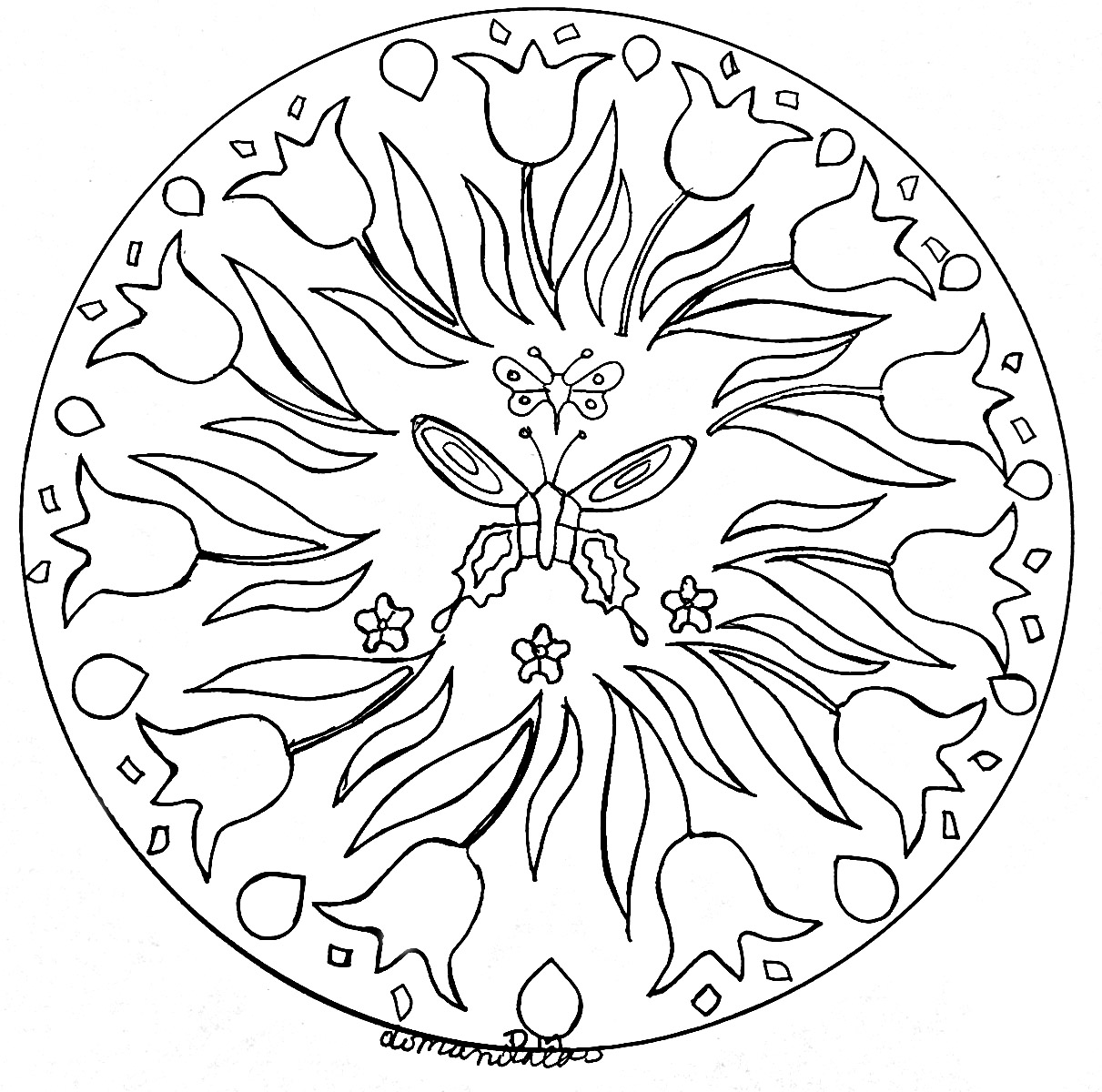 Quand le monde végétal s'intègre parfaitement à un Mandala, voilà ce que cela donne, n'est t'il pas superbe avec ce papillon au milieu ? Quand le monde végétal s'intègre parfaitement à un Mandala, voilà ce que cela donne, n'est t'il pas superbe avec ce papillon au milieu ?