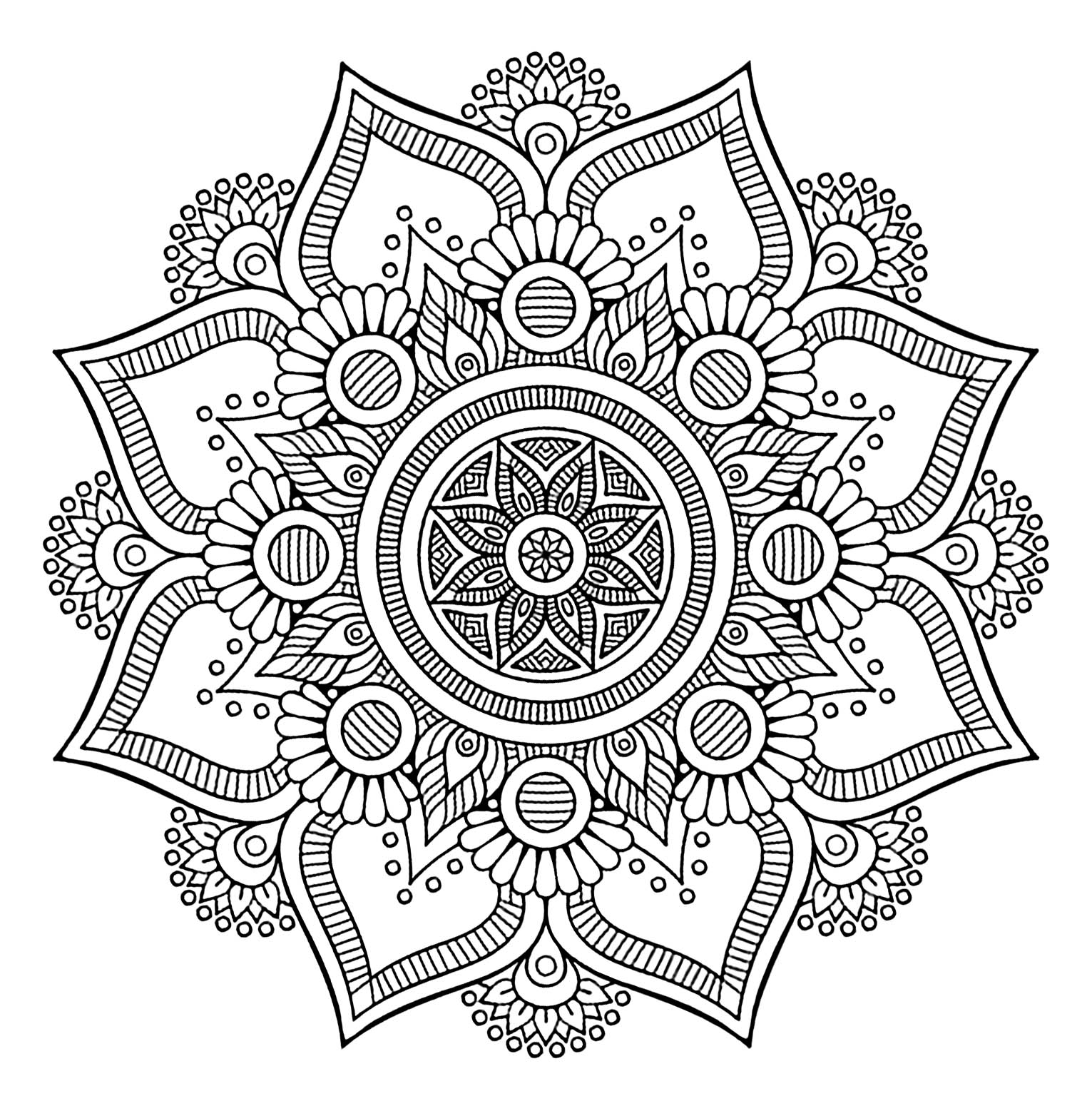 Mandalas sur le thème des Fleurs et végétation : La grande fleur Mandalas sur le thème des Fleurs et végétation : La grande fleur