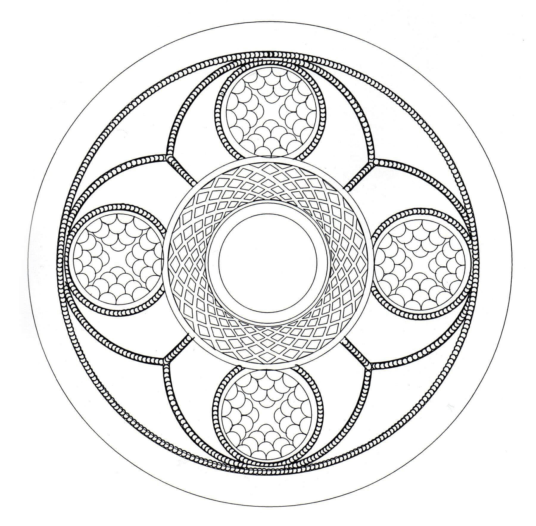 C'est parti pour des minutes de détente avec ce superbe Mandala composé de formes très symétriques, géométriques et harmonieuses.