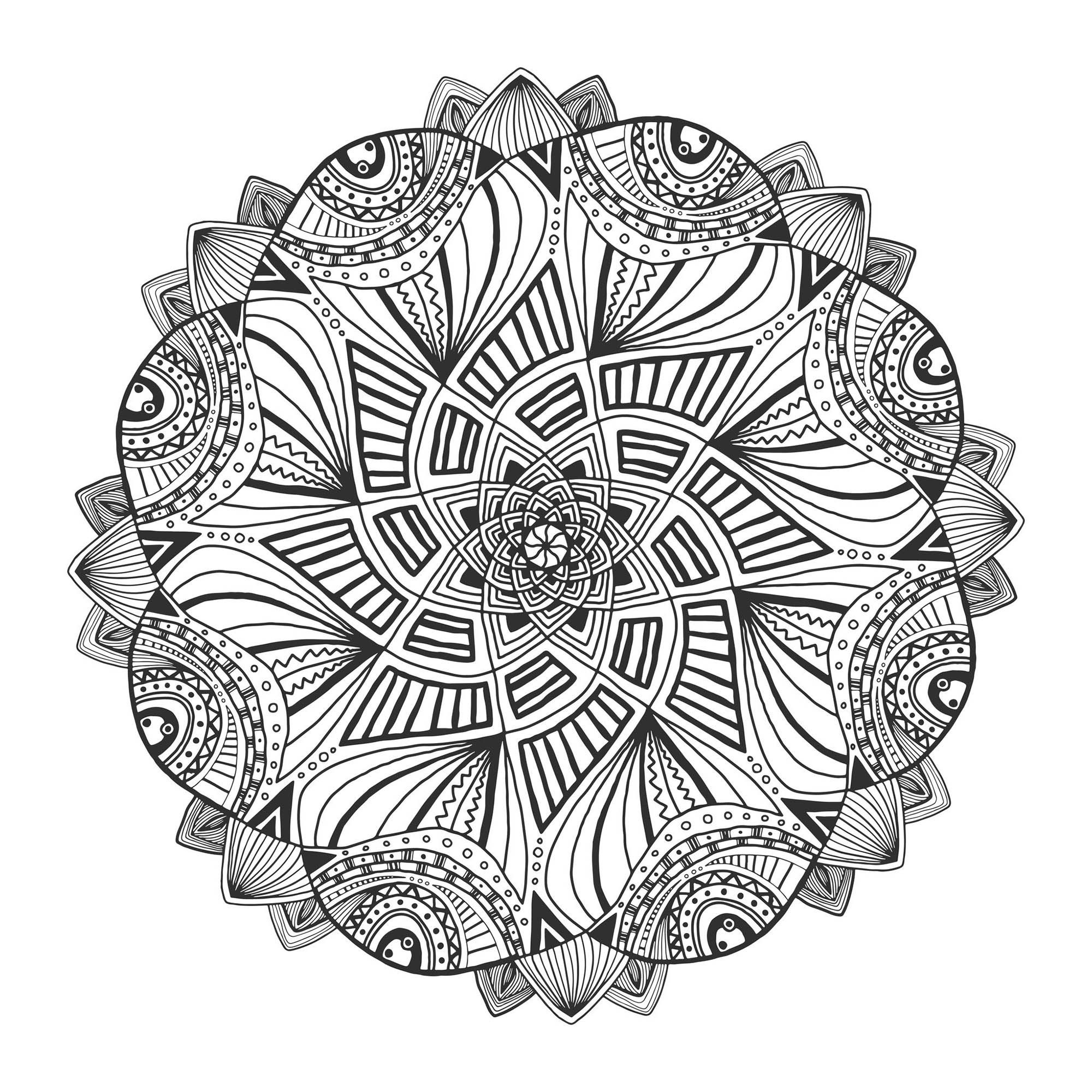 Si vous recherchez de l'harmonie, ce Mandala d'une grande qualité vous conviendra sans doute. A vous de trouver la meilleure méthode et technique pour le colorier.