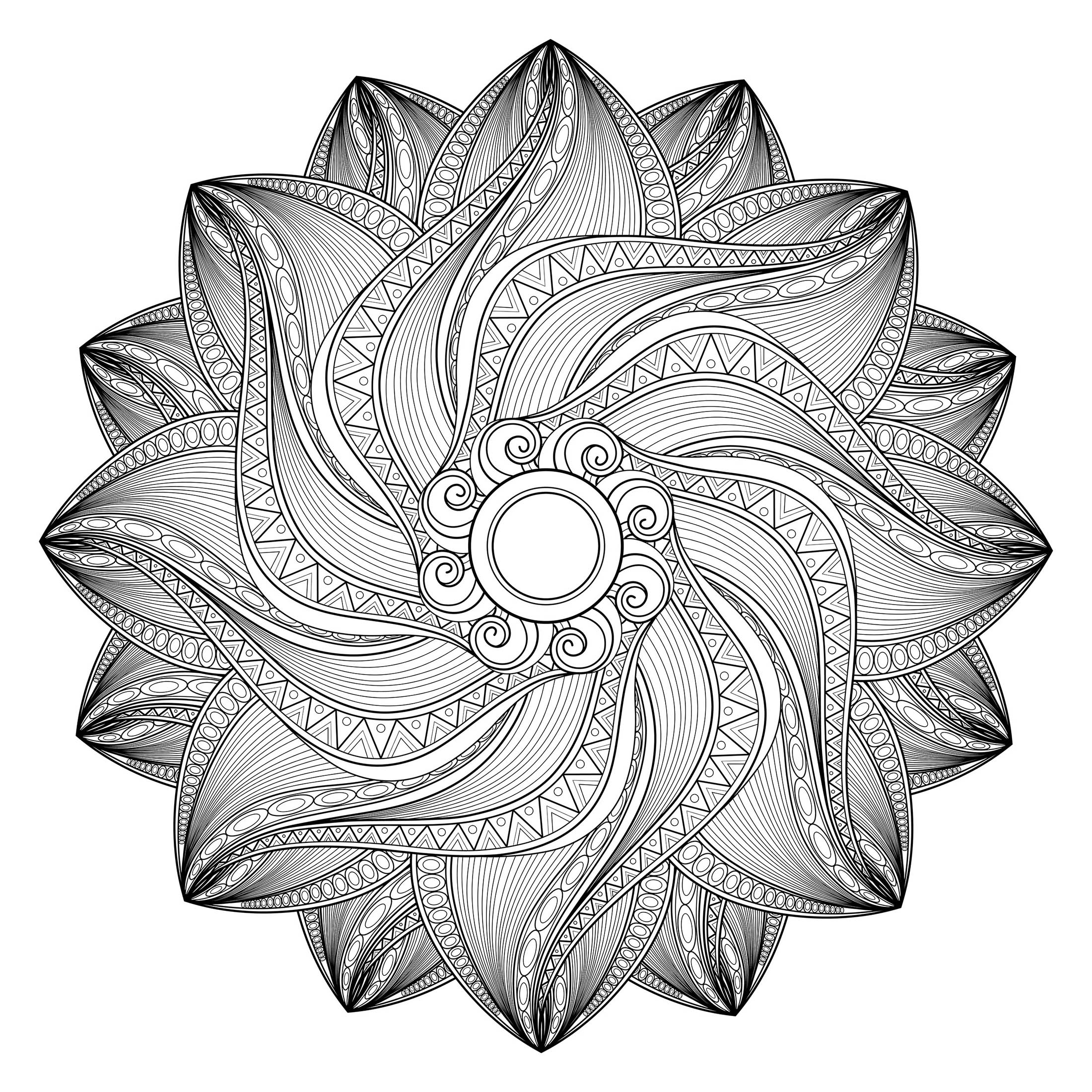 Laissez votre intuition choisir les meilleures couleurs pour donner vie à ce très beau coloriage de Mandala ! Si vous préférez l'abstrait au réel, il sera parfait pour vous.