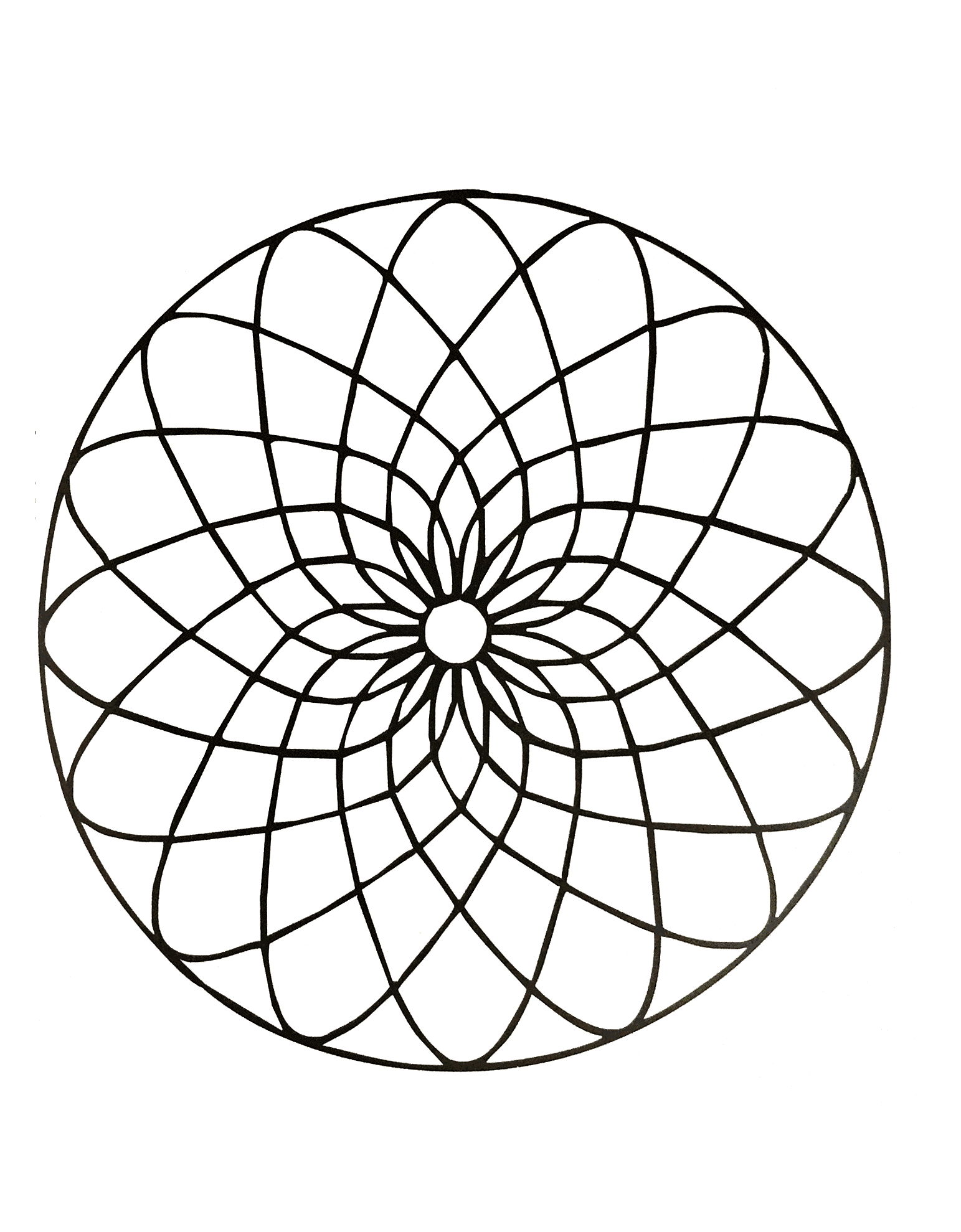 Laissez vous emporter par ce superbe Mandala intégrant des formes élégantes et harmonieuses. Utilisez les techniques que vous maitrisez le mieux pour le mettre en valeur.