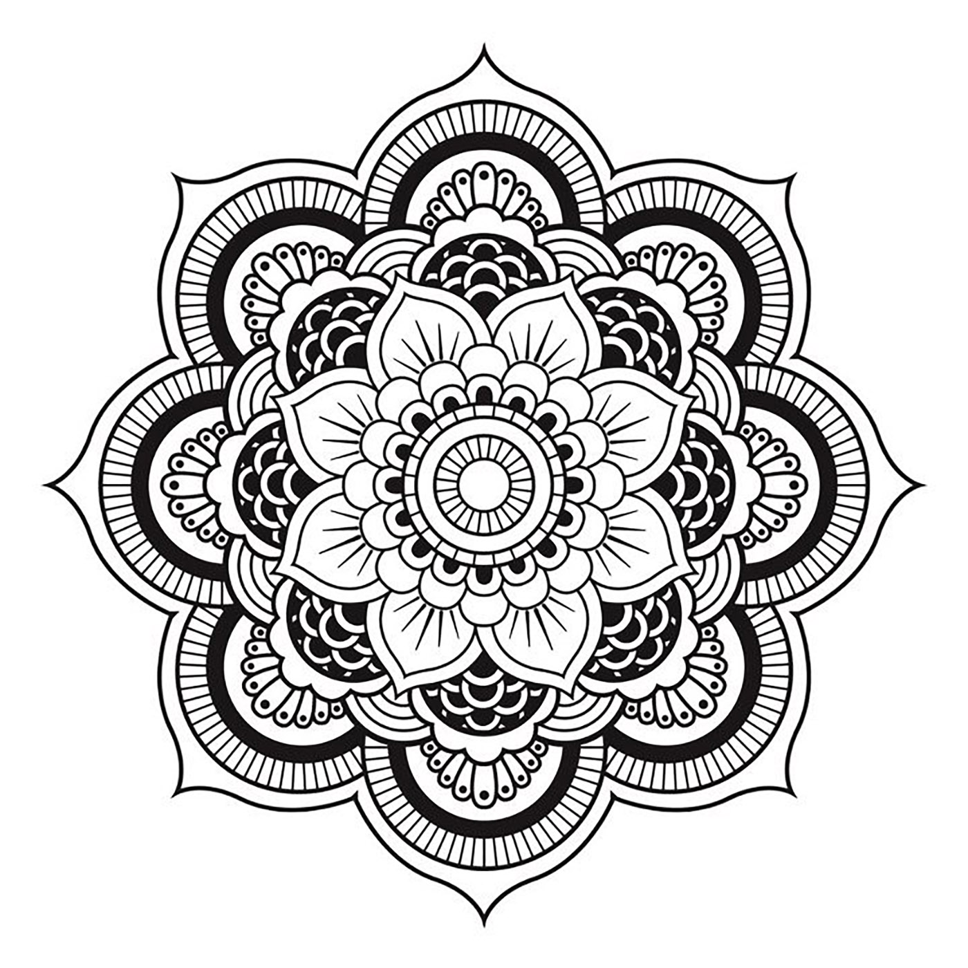 Mandala simple et régulier, adapté pour un tatouage sur l'épaule
