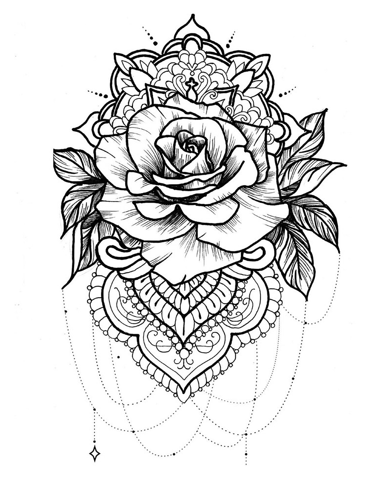 mandala skull and roses coloring pages - photo #11