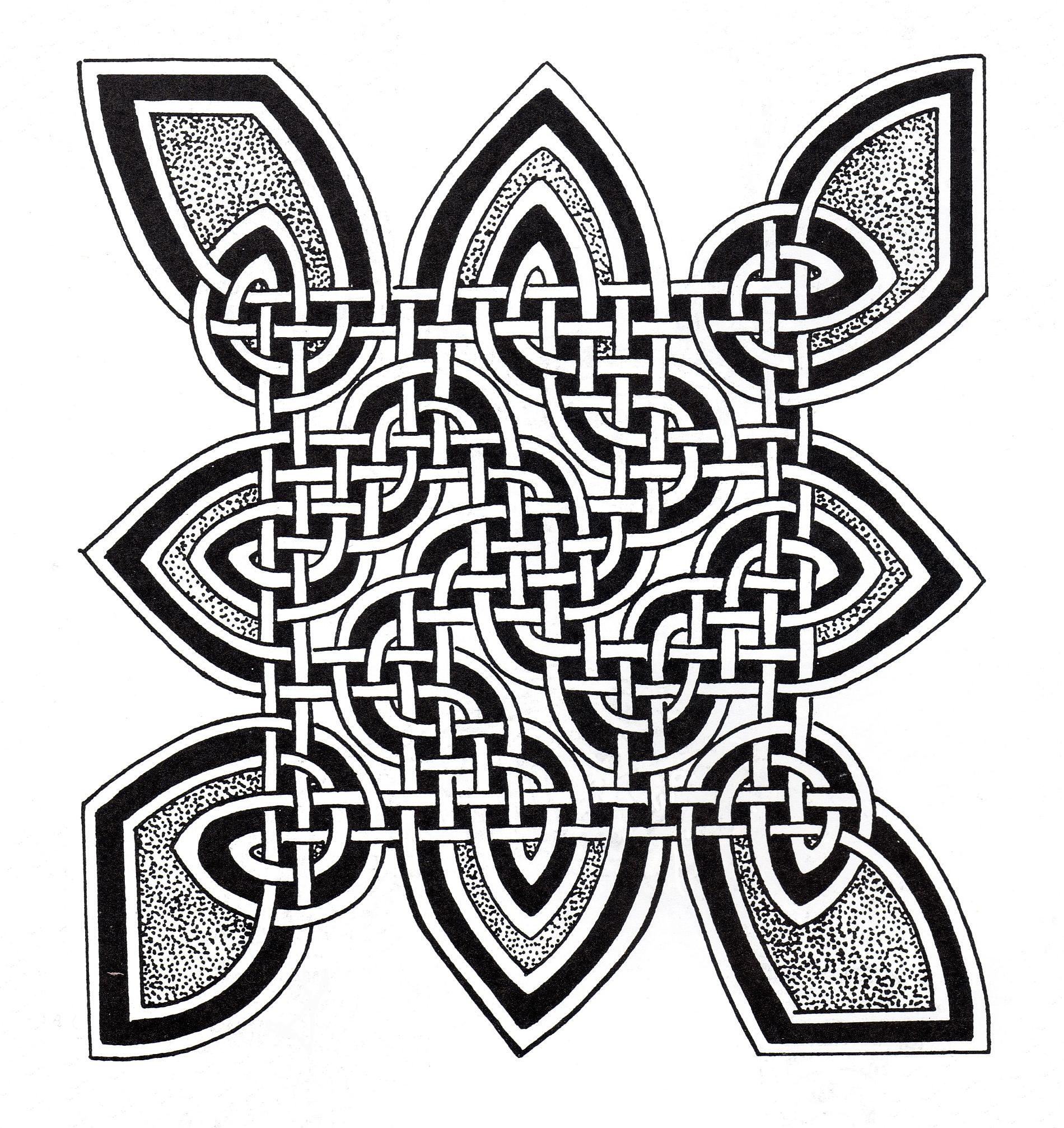Des détails relativement faciles à colorier, pour un coloriage de Mandala d'inspiration celtique très original et de grande qualité.