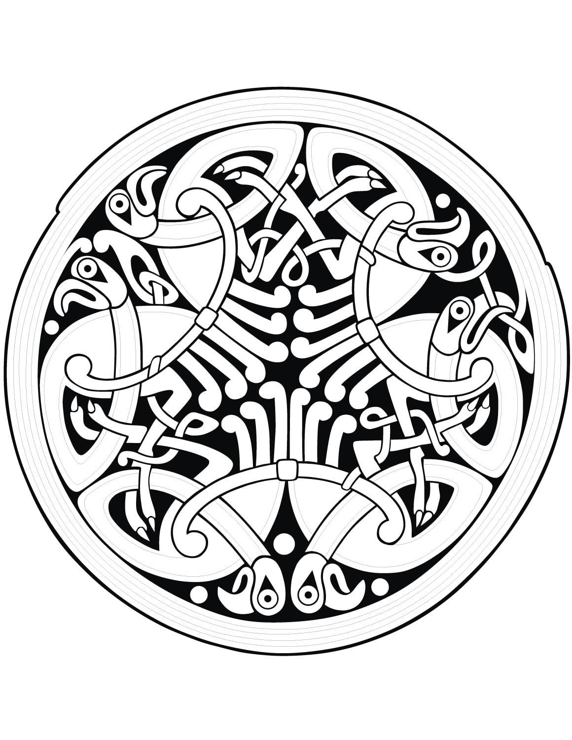 Un Mandala aux formes celtiques qui sort de l'ordinaire, qui vous permettra de passer un bon moment de coloriage, sans trop vous compliquer la vie à colorier de toute petites zones.