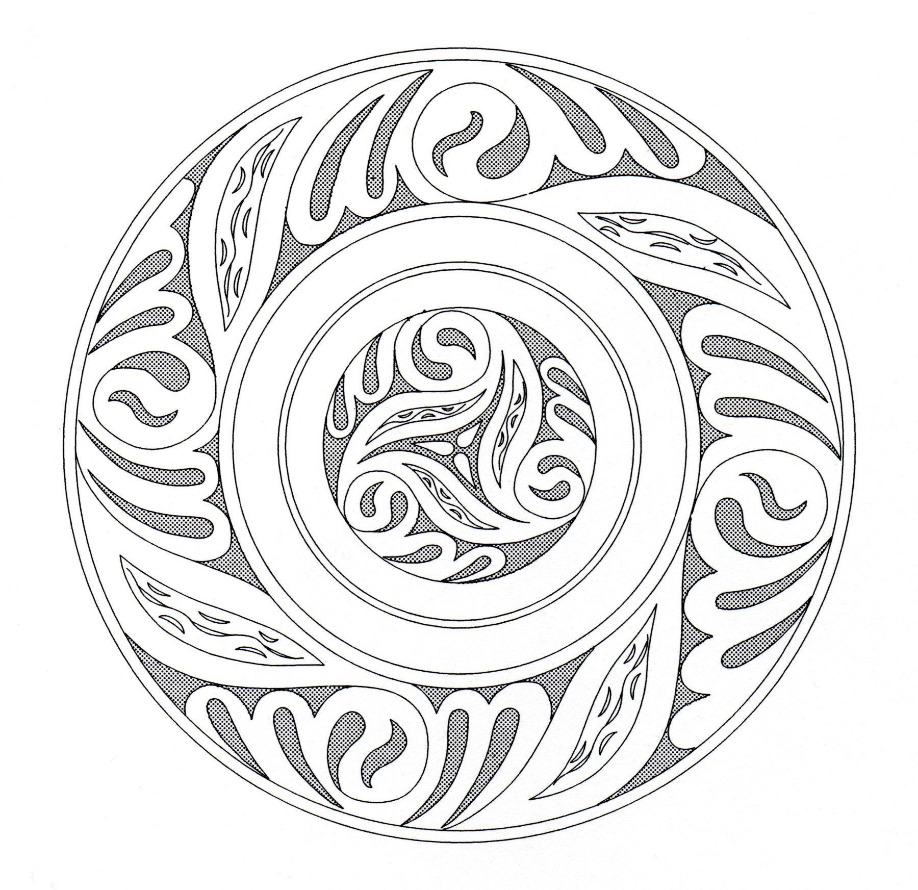 Un Mandala 'celtique' qui sort de l'ordinaire, qui vous permettra de passer un bon moment de coloriage, sans trop vous compliquer la vie à colorier de toute petites zones.