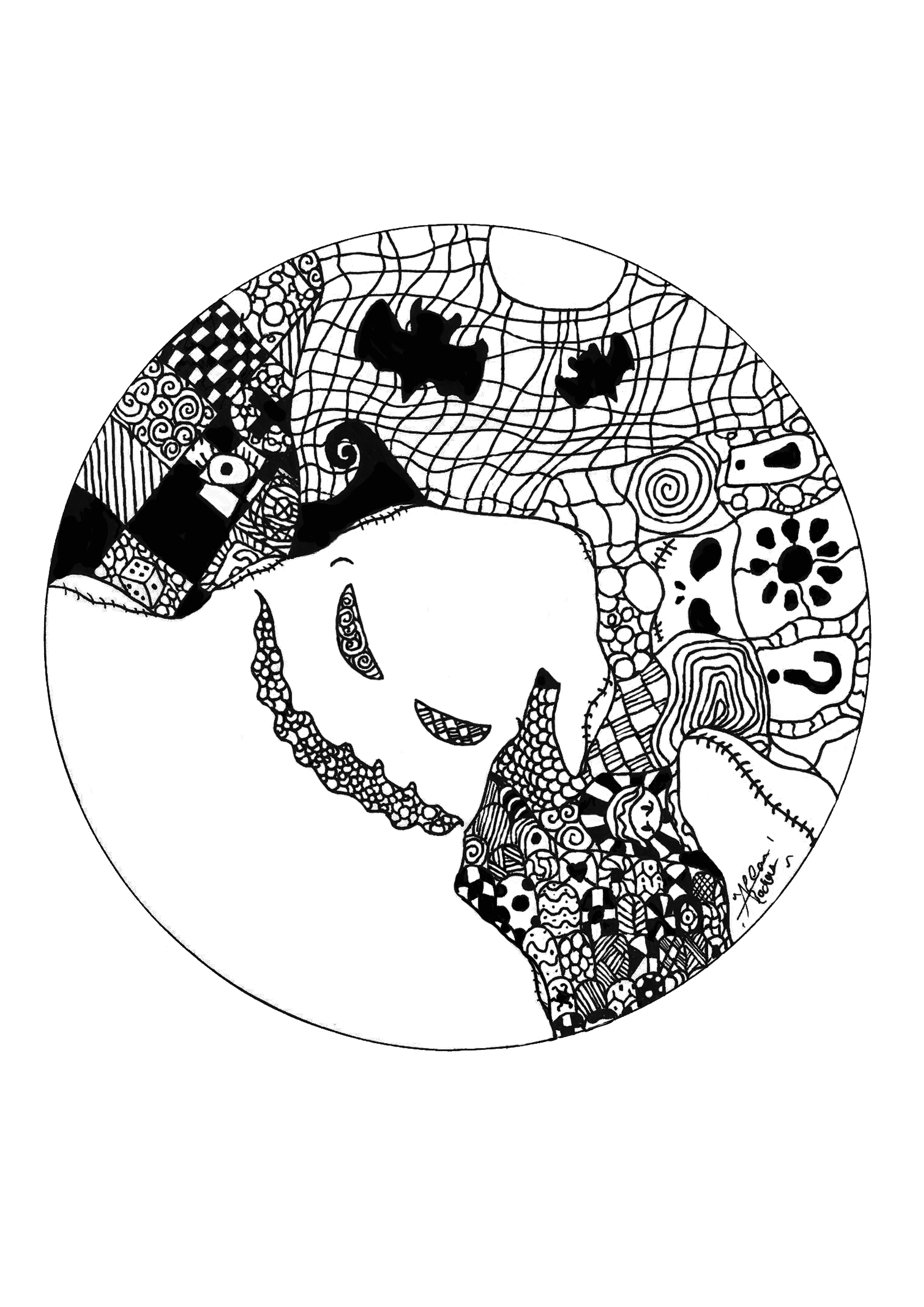 Coloriage mandala fantome par allan - Image avec : Fantome