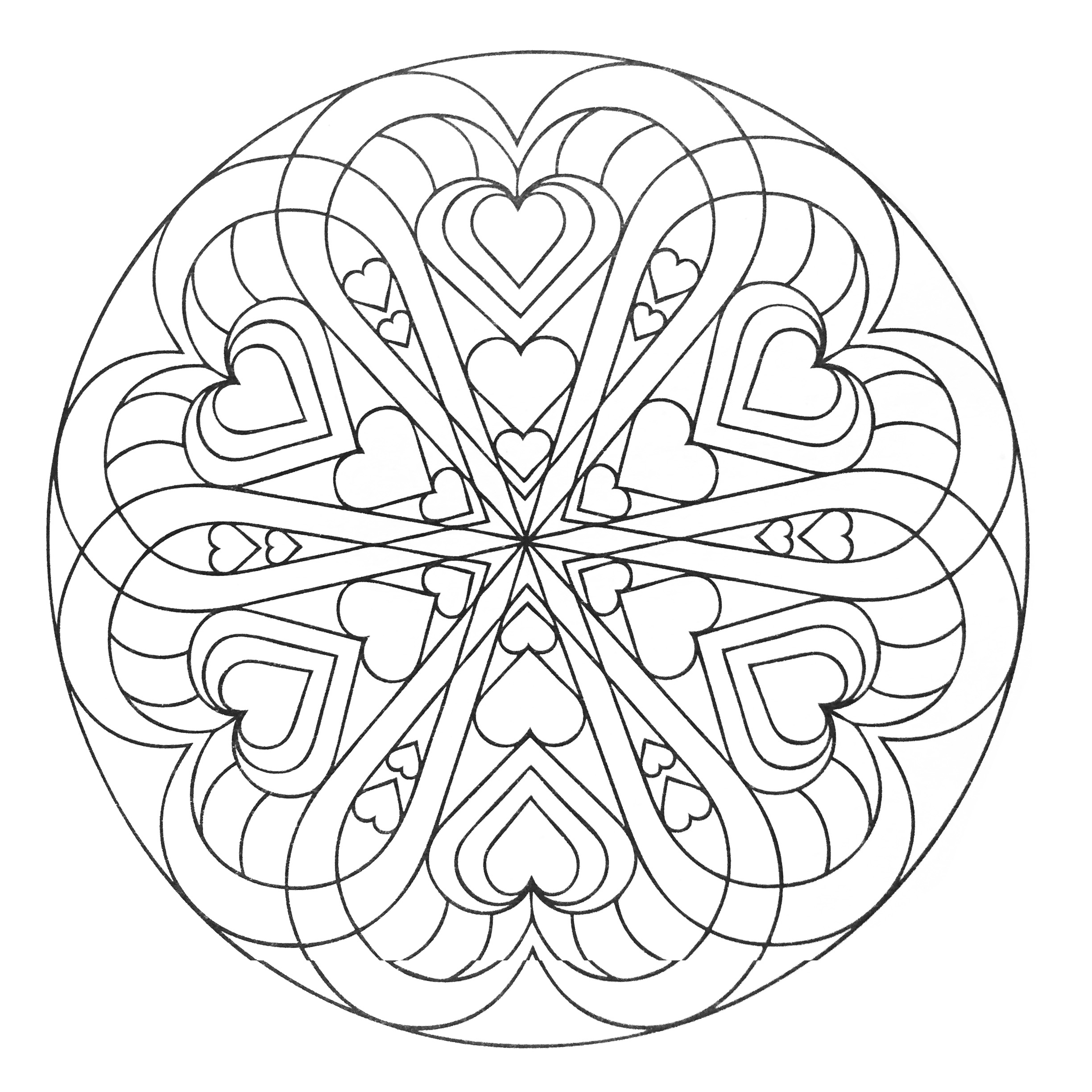 Mandala a colorier coeurs - Image avec : Coeur