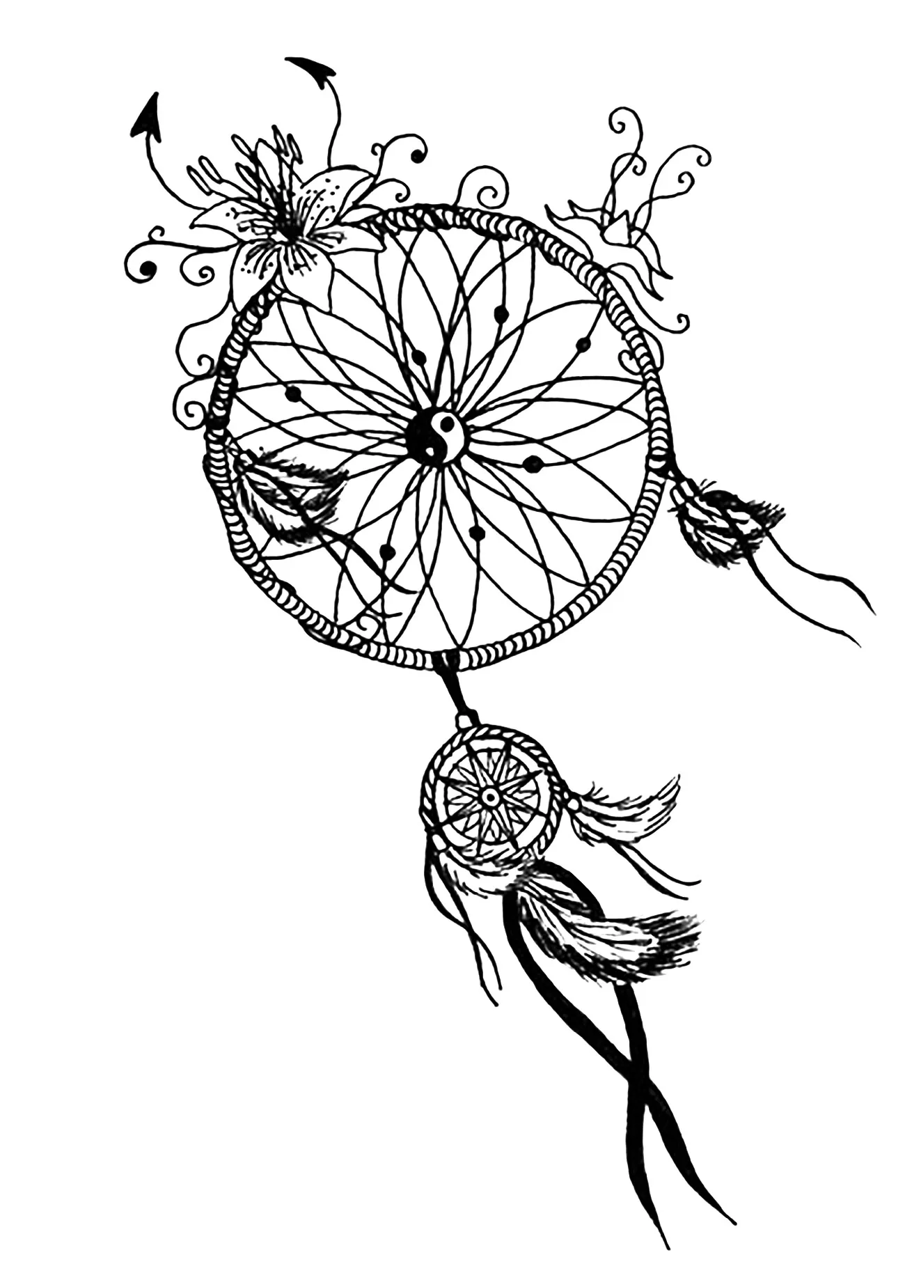 Mandala attrape rêve pour lâcher prise (Mandalas de difficulté normale)