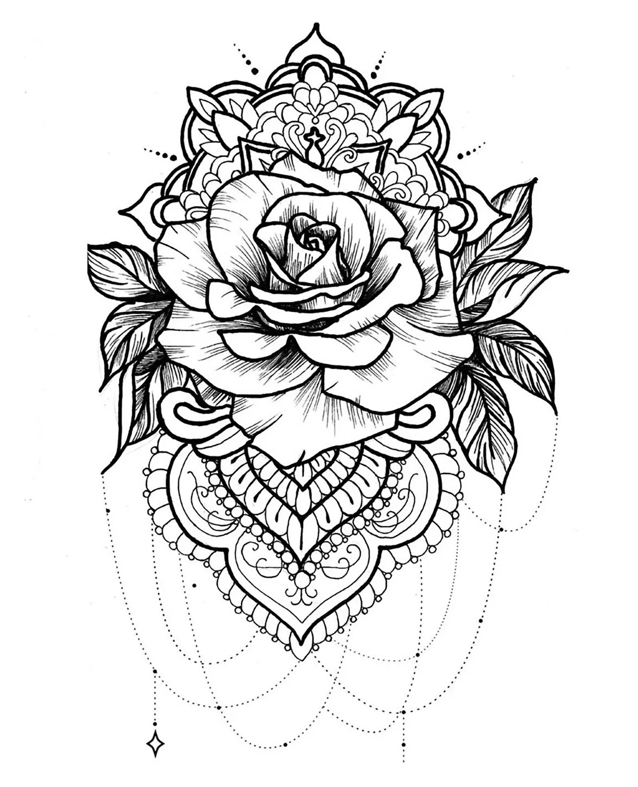Mandala tête de rose (Mandalas de difficulté normale)