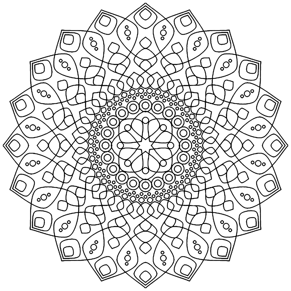 Admirez les lignes épurées de ce beau Mandala ! Il conviendra aux petits et aux grands, et permettra à chacun d'exprimer sa propre sensibilité artistique.